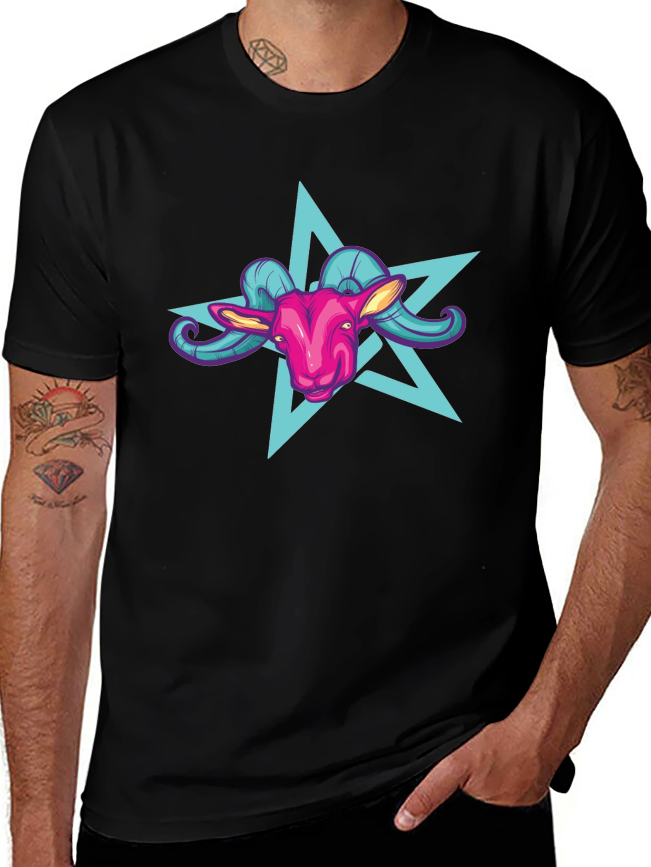 Variant 9 of Goat Star Graphic Tee - Unisex Black T-Shirt