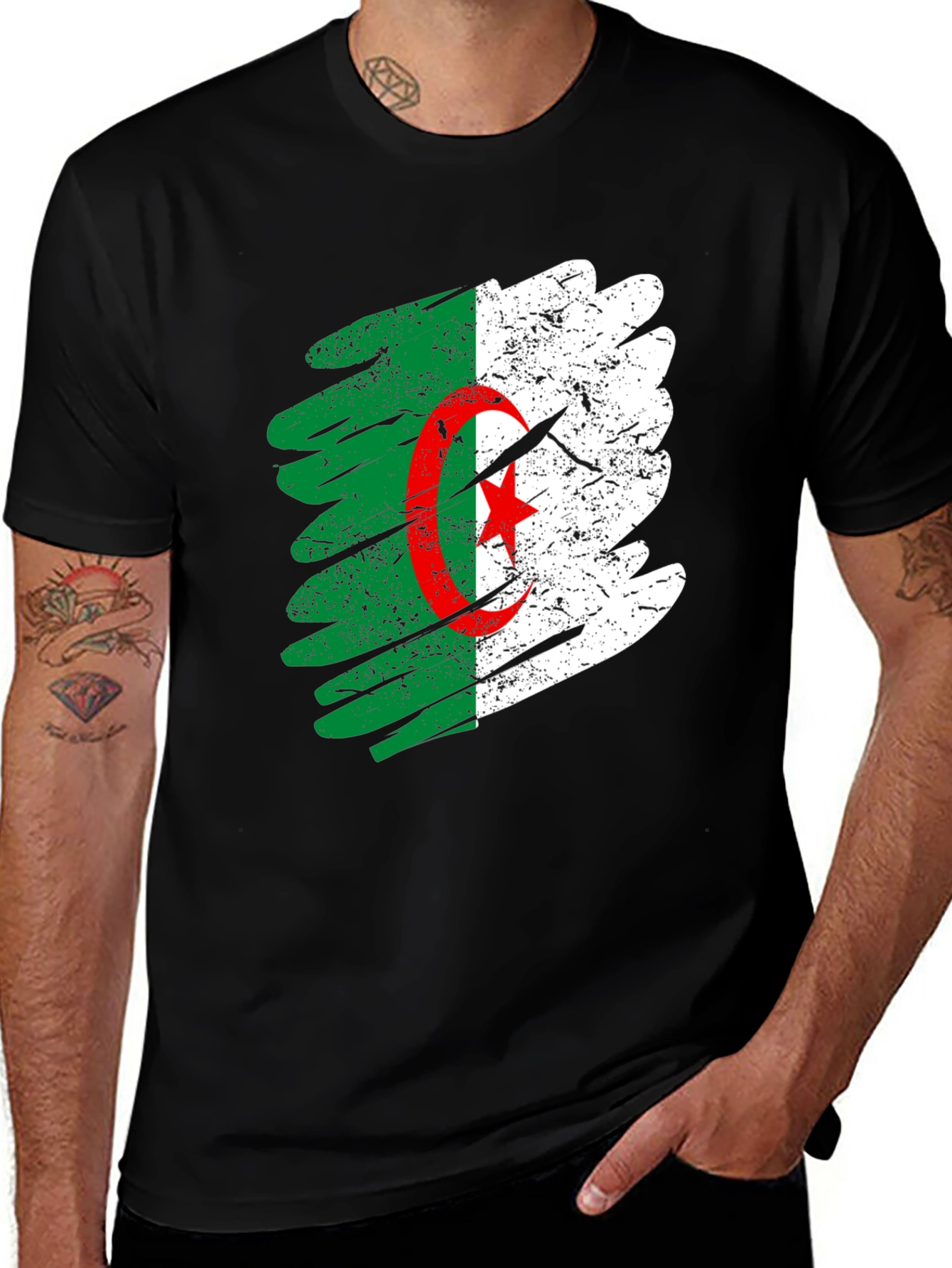 Algeria Flag Brush Stroke T-Shirt