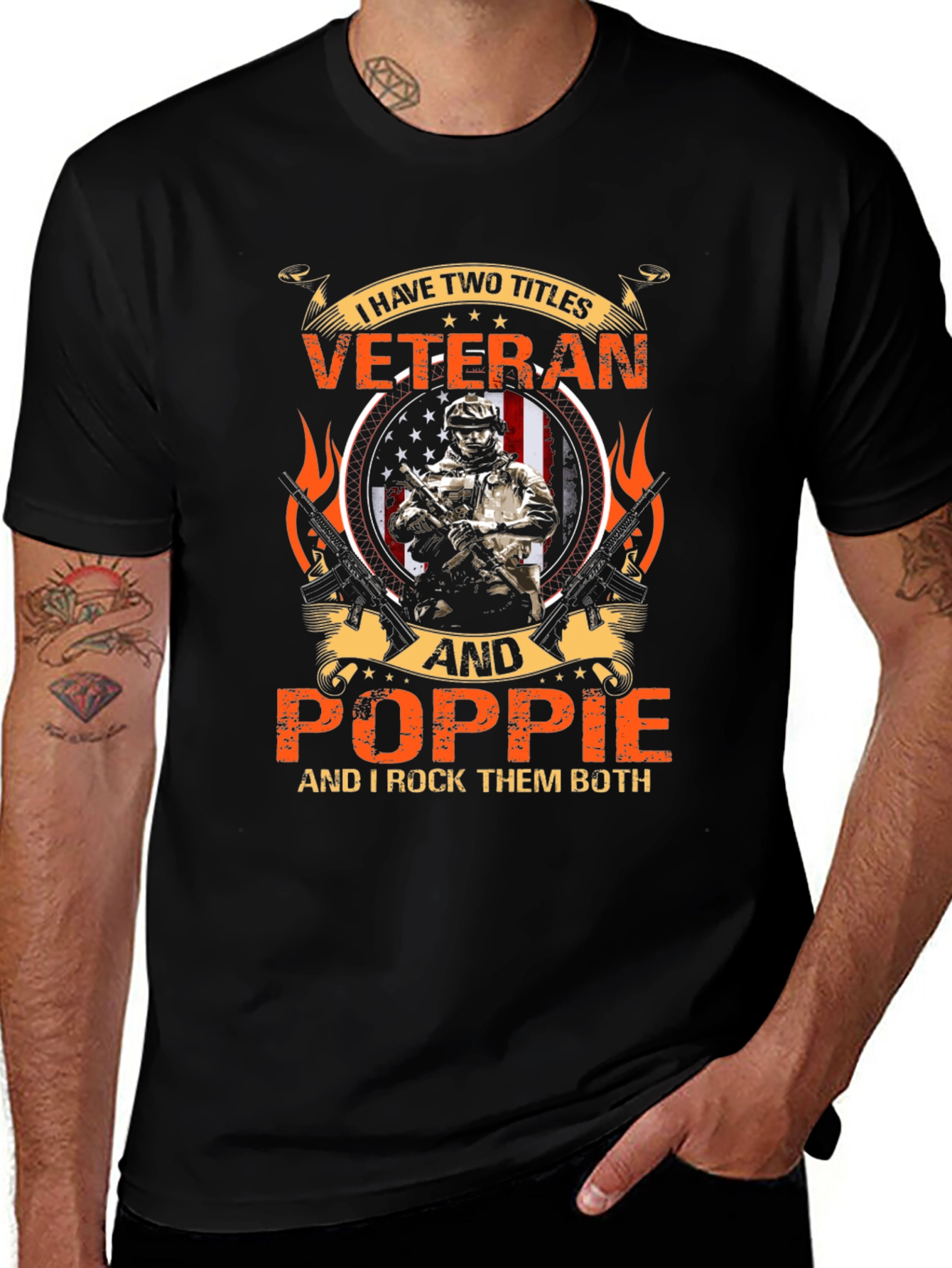 Variant 16 of Veteran & Poppie T-Shirt: I Rock Them Both!