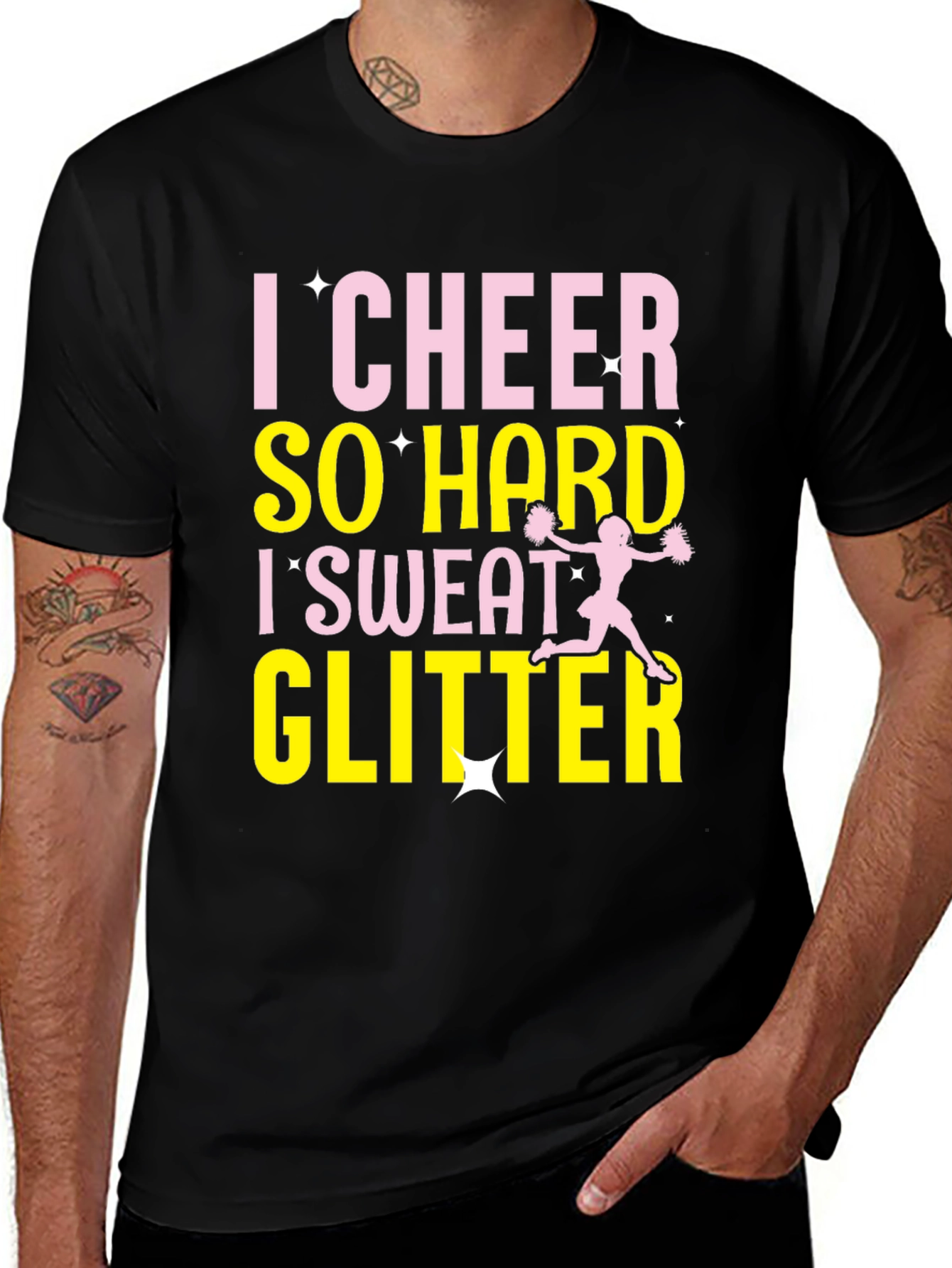 Variant 15 of I Cheer So Hard I Sweat Glitter Black T-Shirt