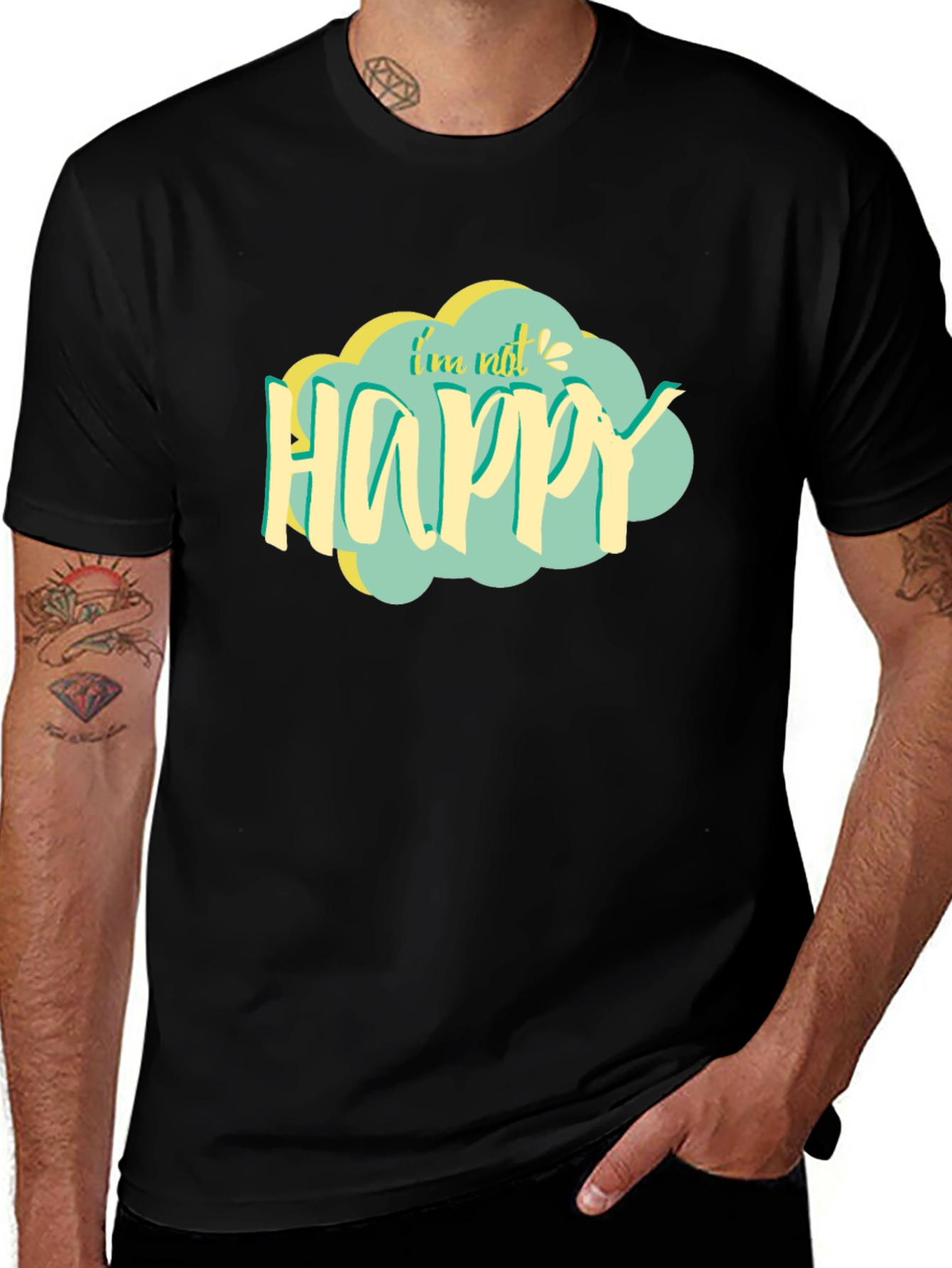 Variant 5 of I'm Not Happy Graphic Tee - Unisex Black T-Shirt