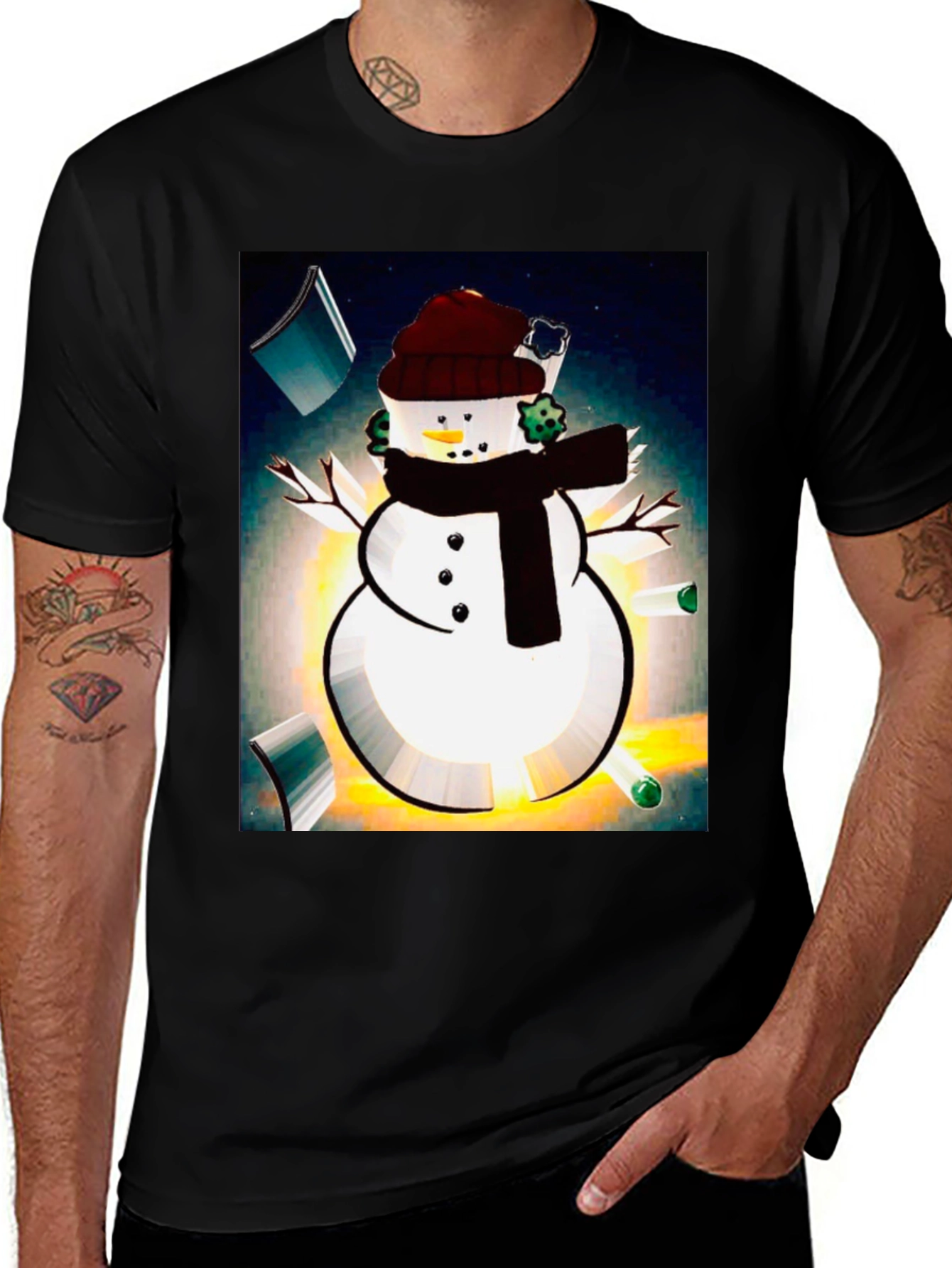 Variant 23 of Festive Snowman Graphic Tee - Holiday Cheer