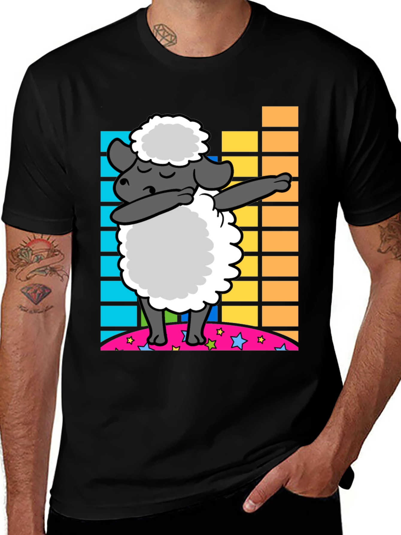 Variant 6 of Dabbing Sheep Graphic T-Shirt - Cool Cartoon Style