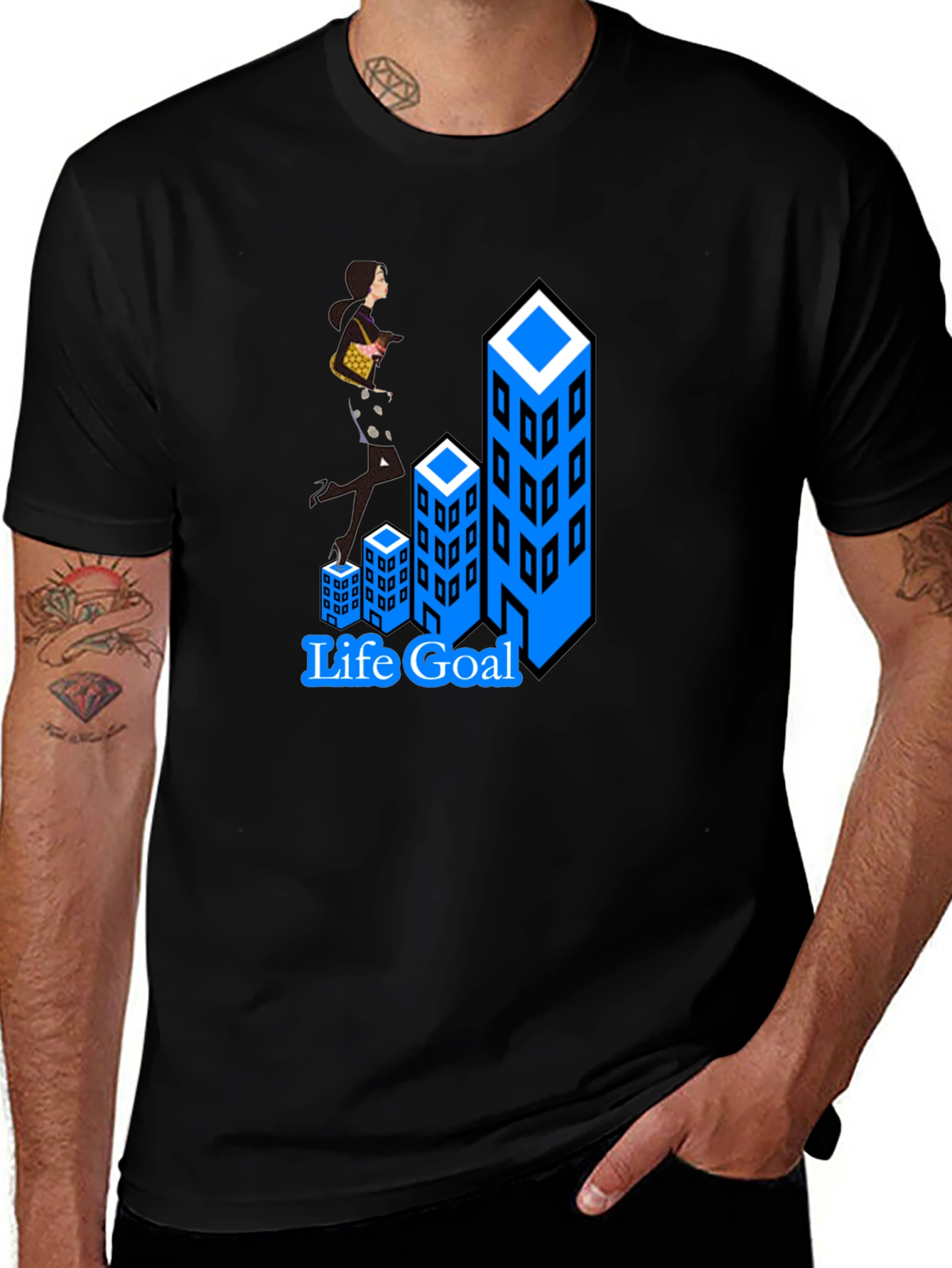 Variant 15 of Life Goal T-Shirt: Career Woman Climbing Buildings