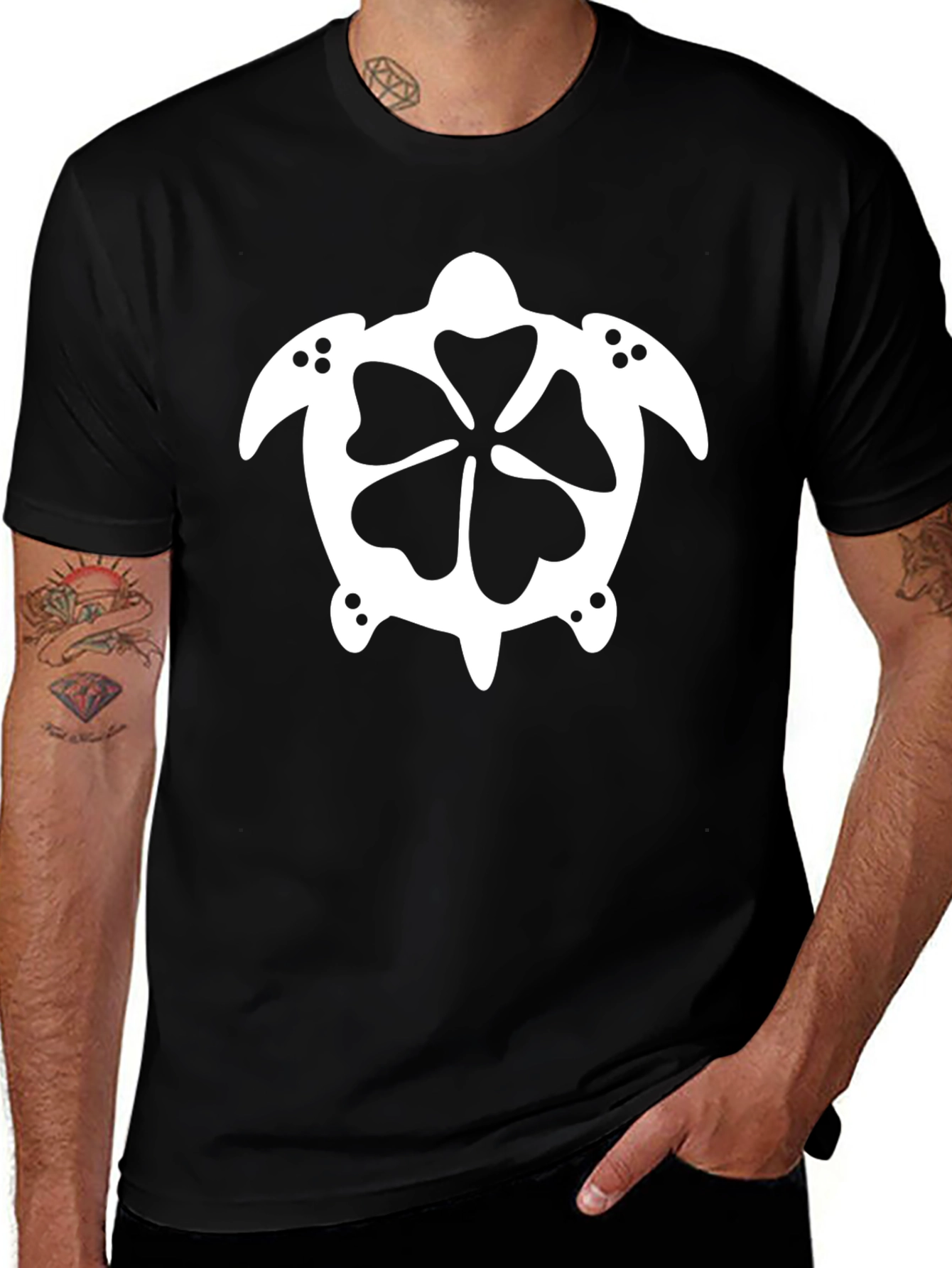 Variant 17 of Black Turtle Clover Graphic T-Shirt