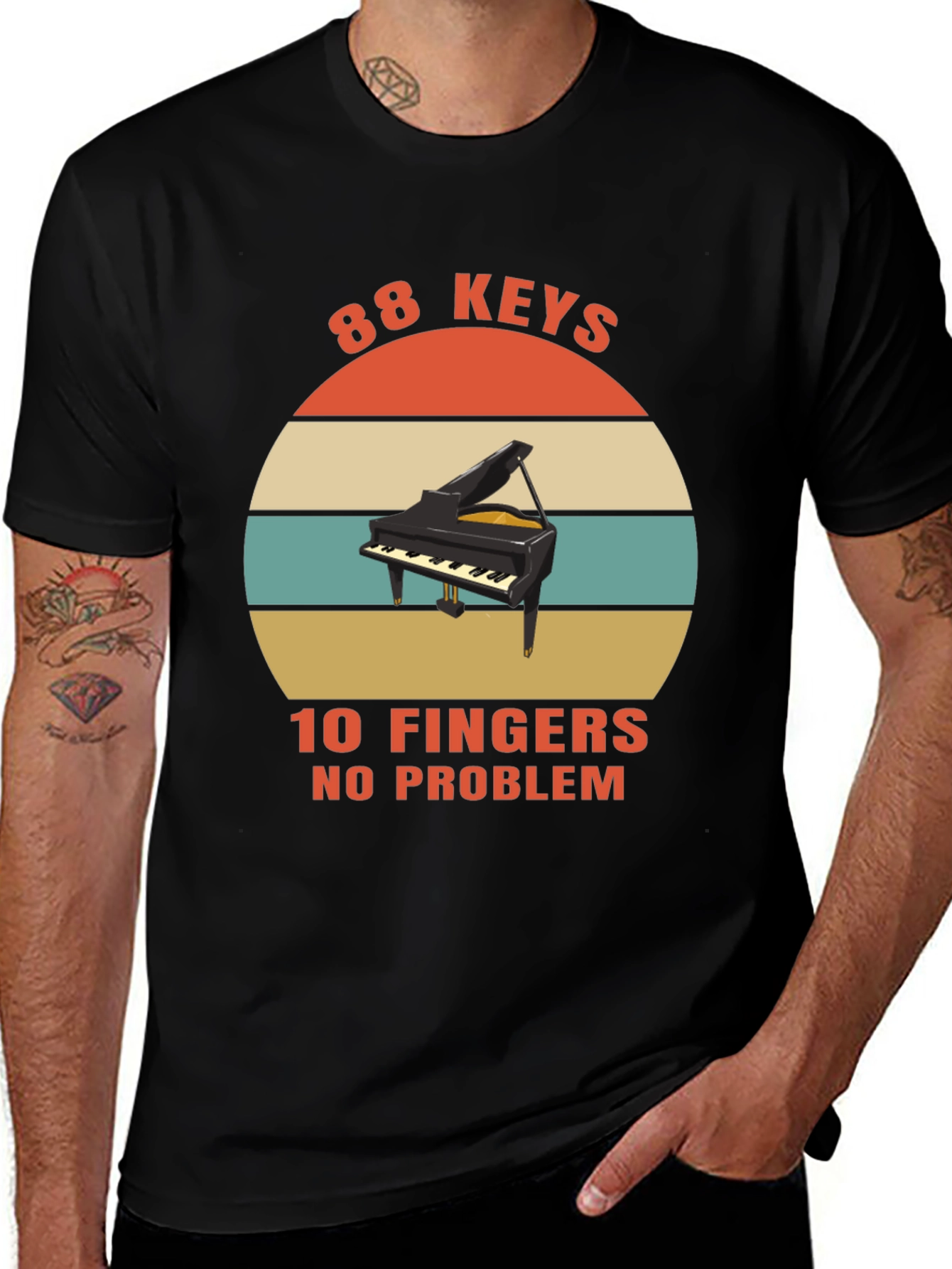 Variant 2 of 88 Keys, 10 Fingers, No Problem T-Shirt - Musician Tee
