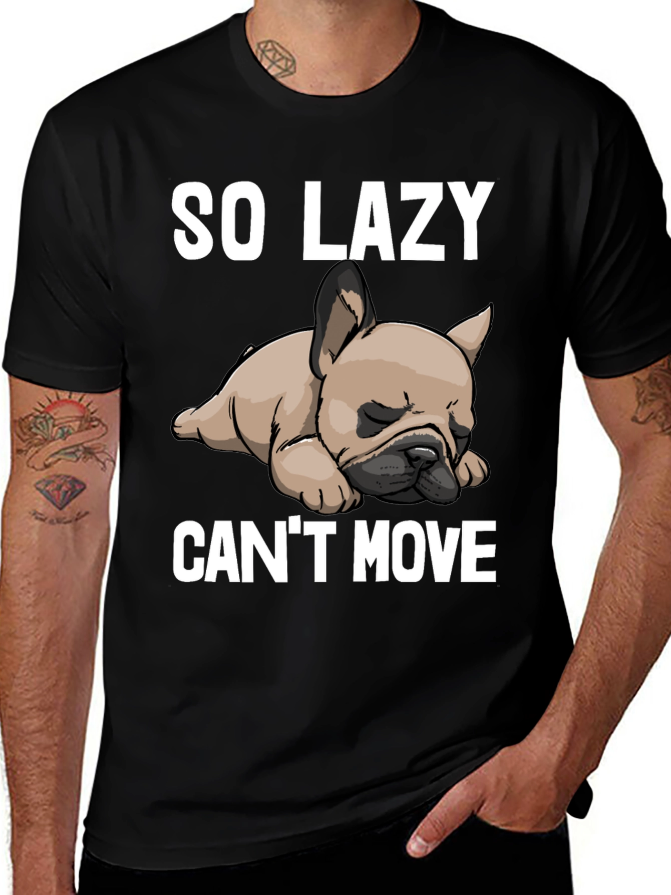 Variant 20 of Lazy Dog Graphic Tee - So Lazy Can't Move