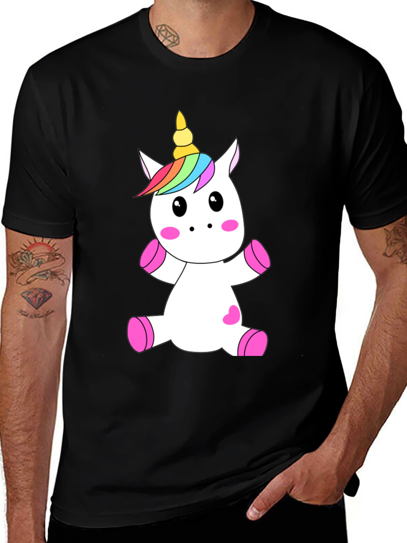 Variant 20 of Unicorn Graphic Black T-Shirt - Cute Cartoon Design