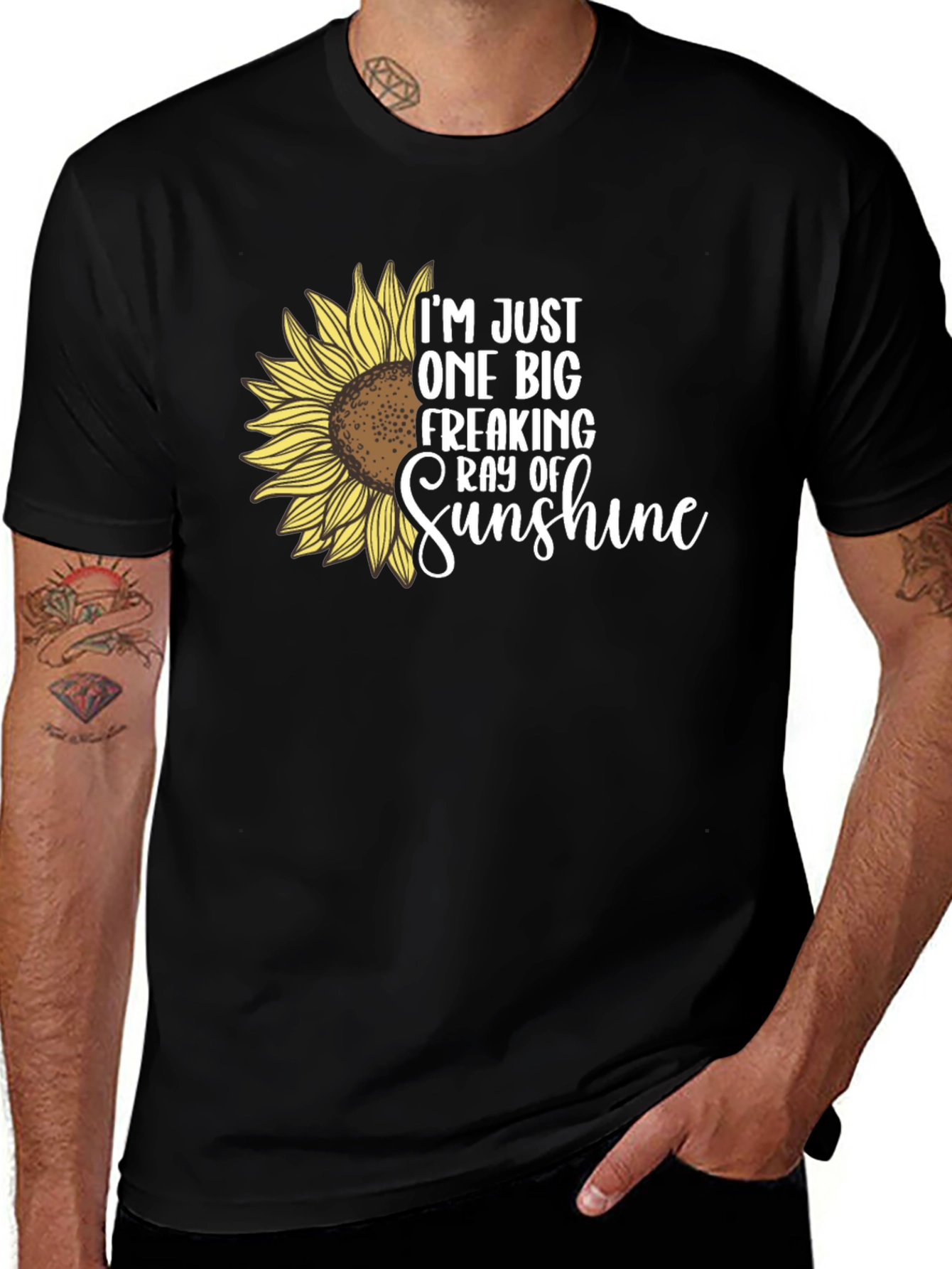 Variant 20 of Sunflower Sunshine Graphic Tee - Black Cotton Shirt