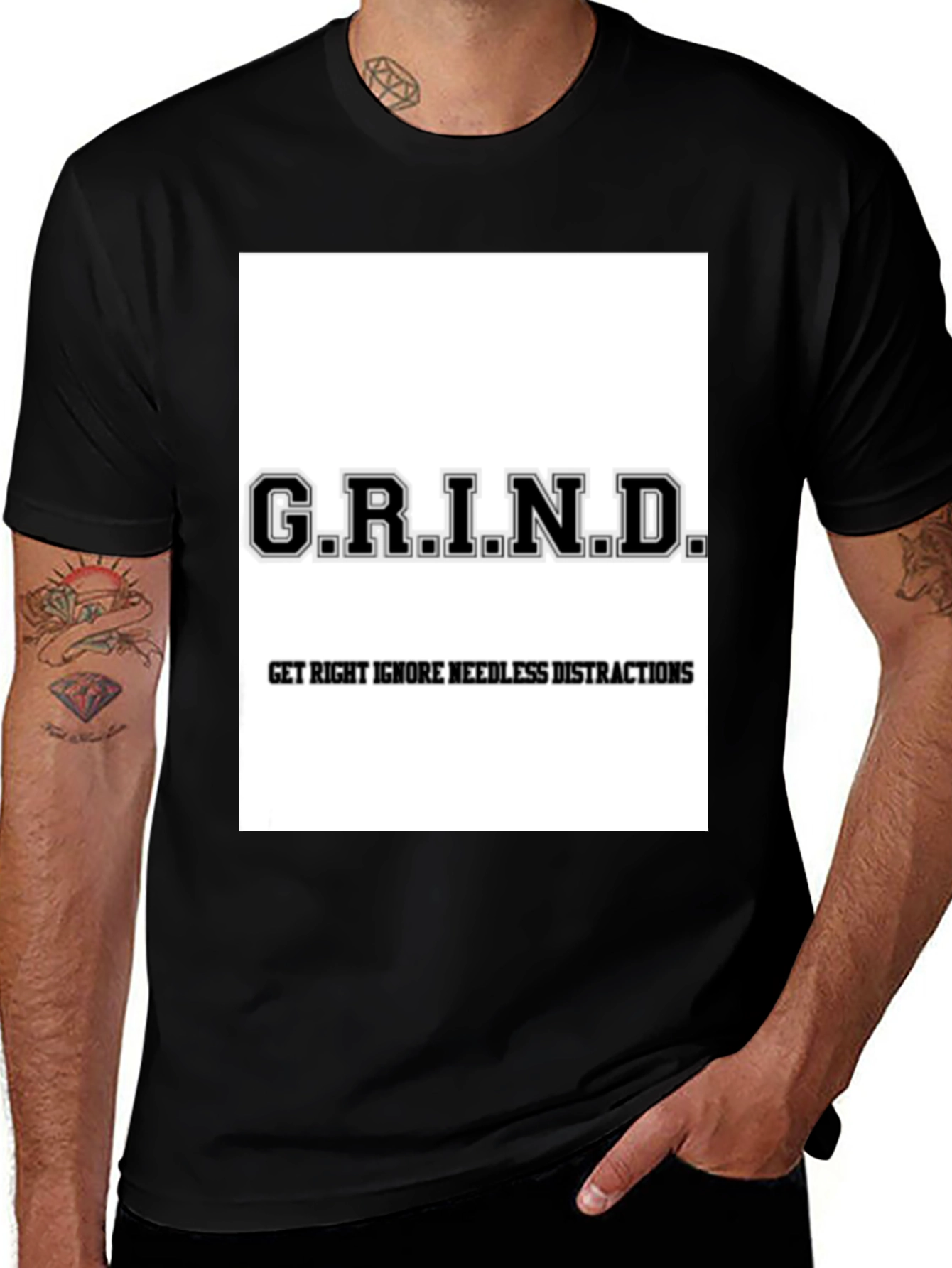 G.R.I.N.D. Black T-Shirt - Get Right Ignore Needless Distractions