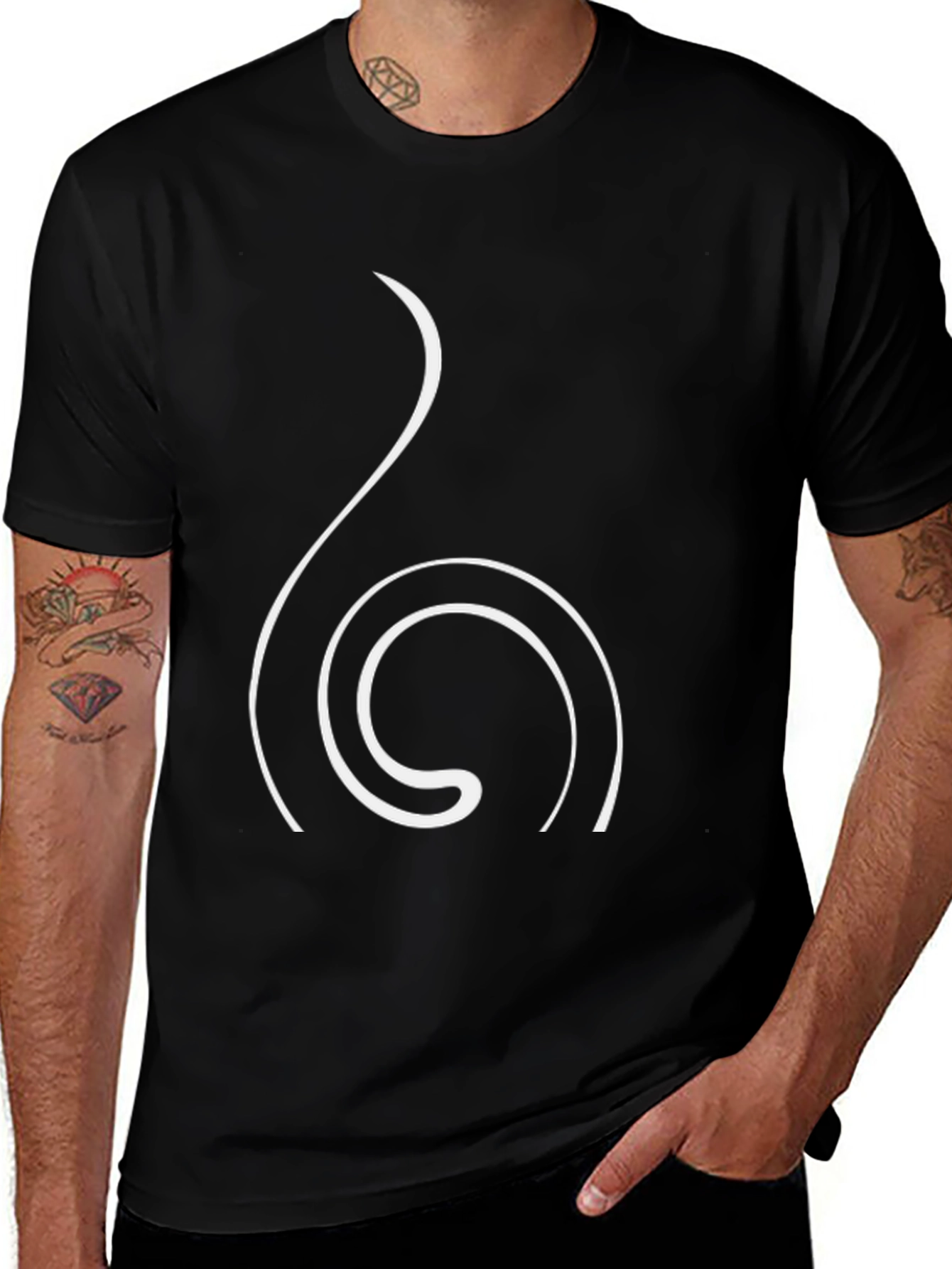 Variant 7 of Minimalist Spiral Graphic Black T-Shirt