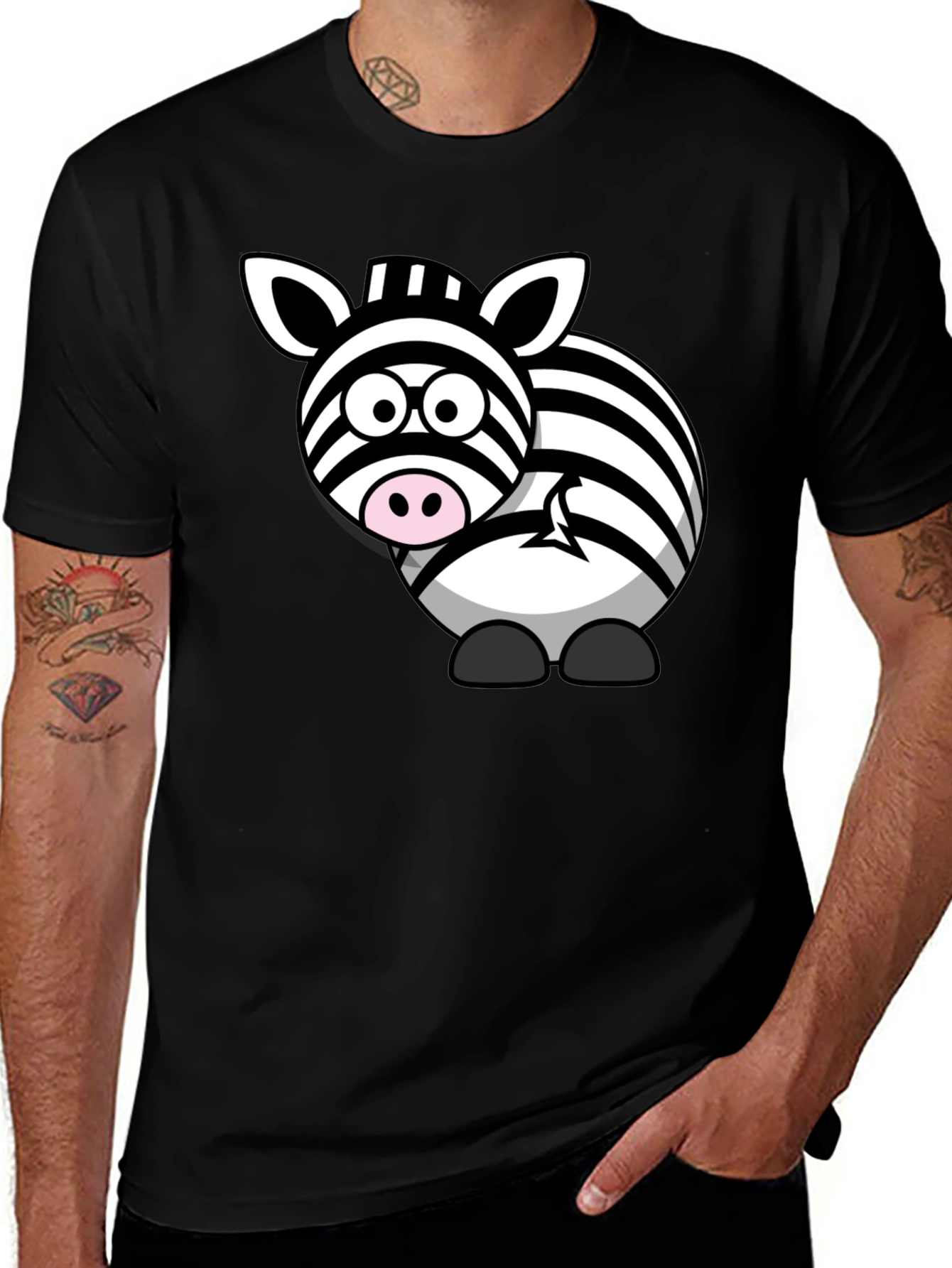 Variant 13 of Zebra Cartoon Graphic Print T-Shirt - Black