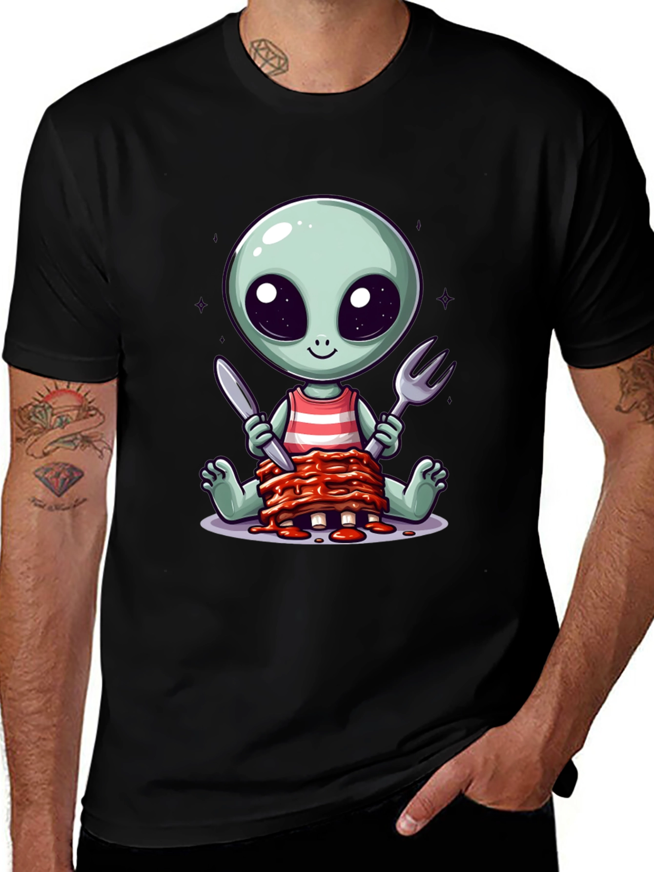 Variant 8 of Alien Eating Ribs T-Shirt
