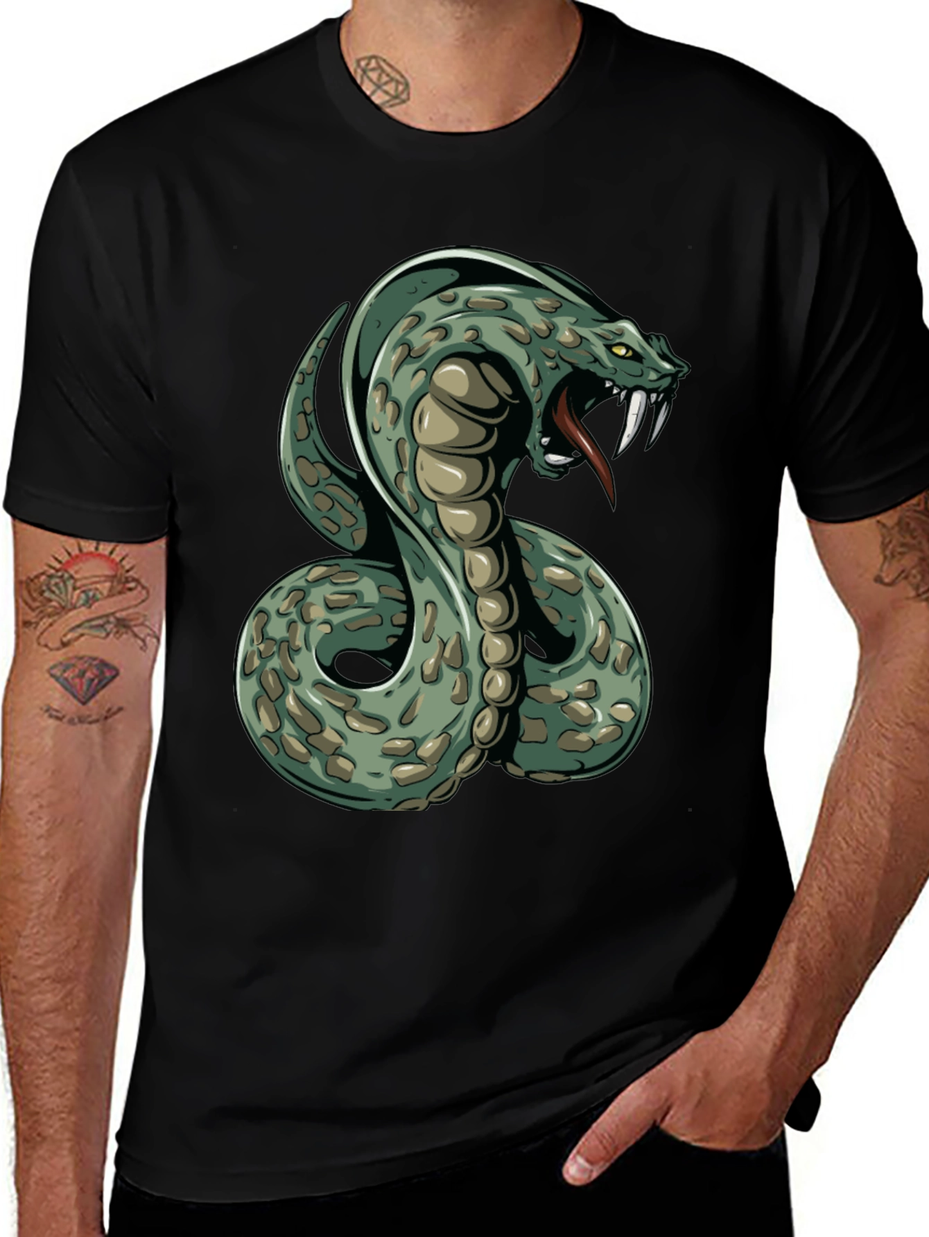 Variant 17 of Cobra Graphic T-Shirt - Men's Black Snake Tee