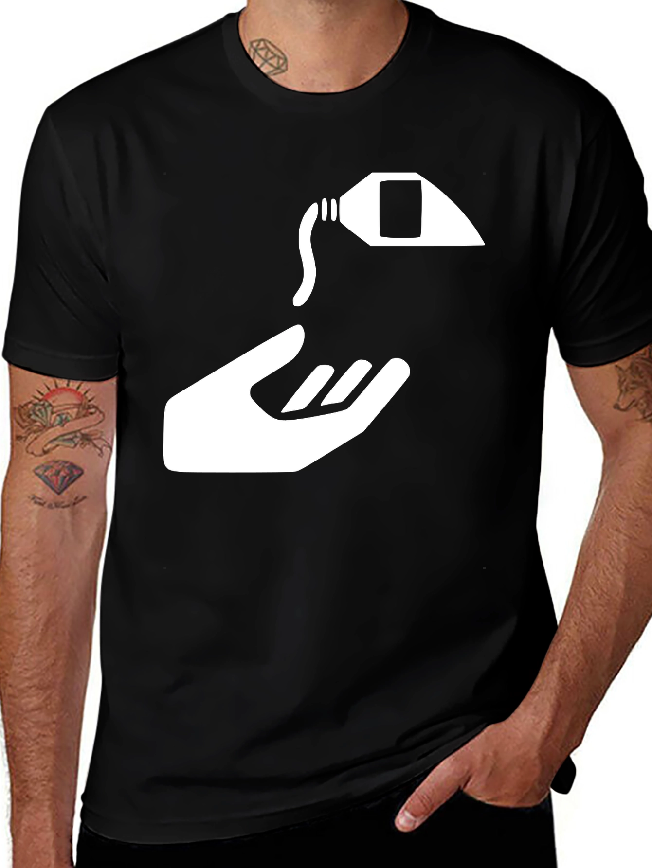 Variant 21 of Black Graphic Tee - Hand and Cream Tube
