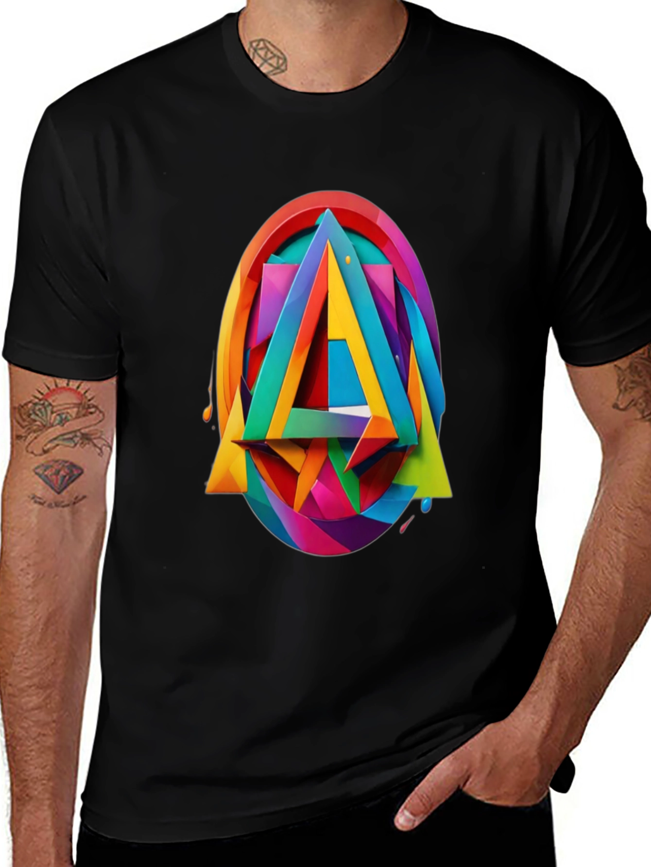 Variant 12 of Abstract Geometric Rainbow Triangle Tee