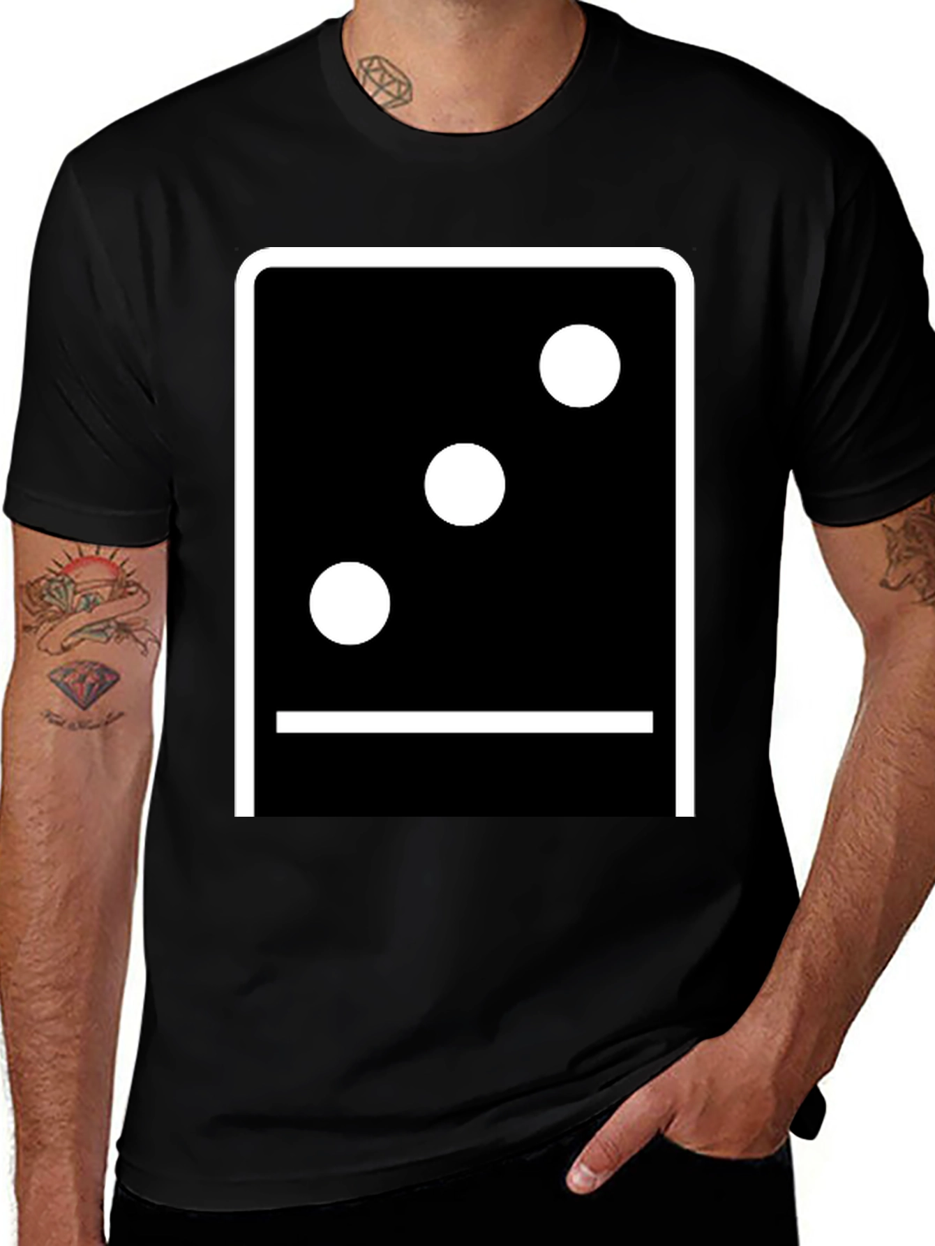 Variant 30 of Domino Three Tee - Classic Black Graphic T-Shirt