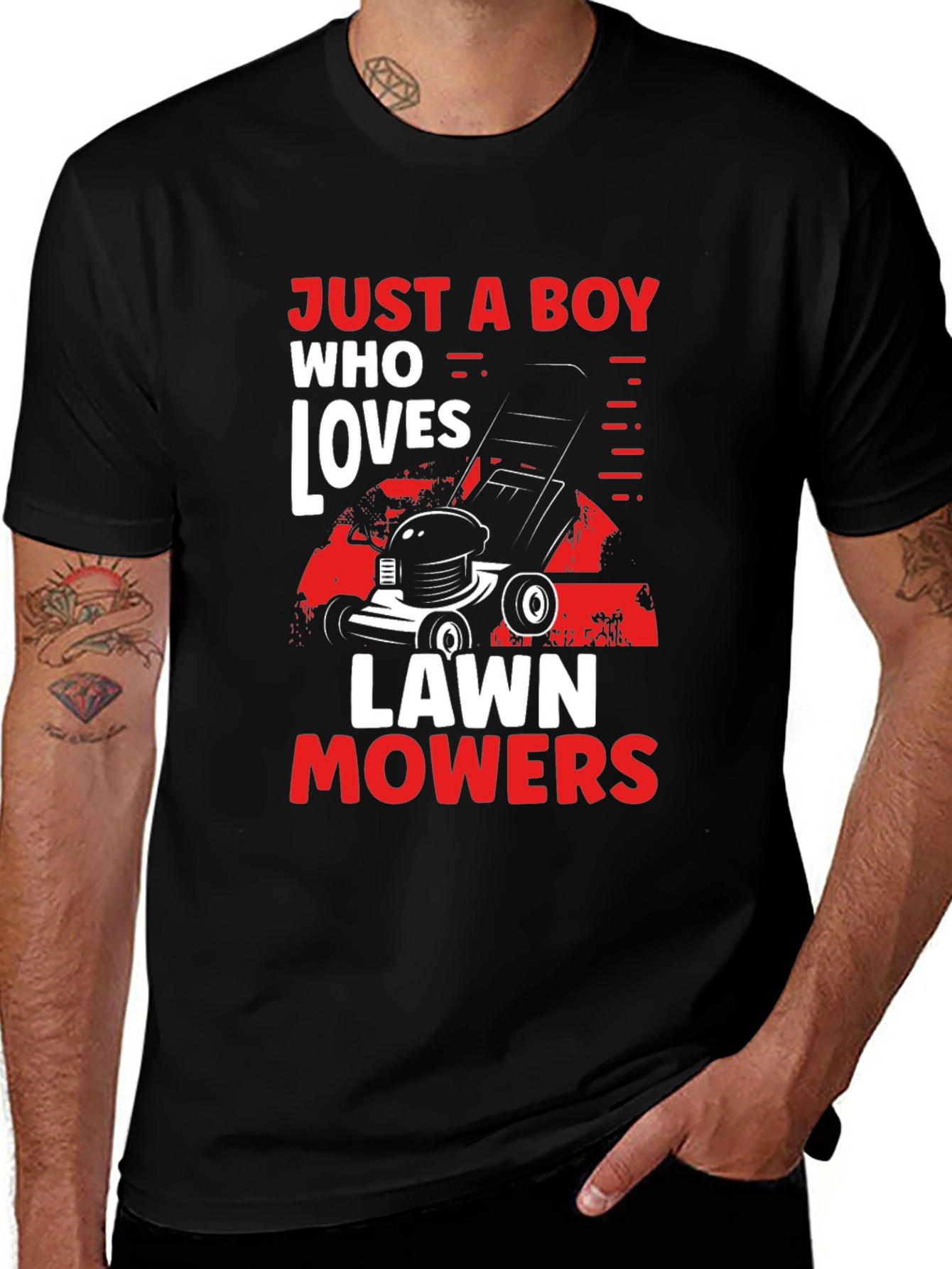 Variant 9 of Just A Boy Who Loves Lawn Mowers Graphic Tee
