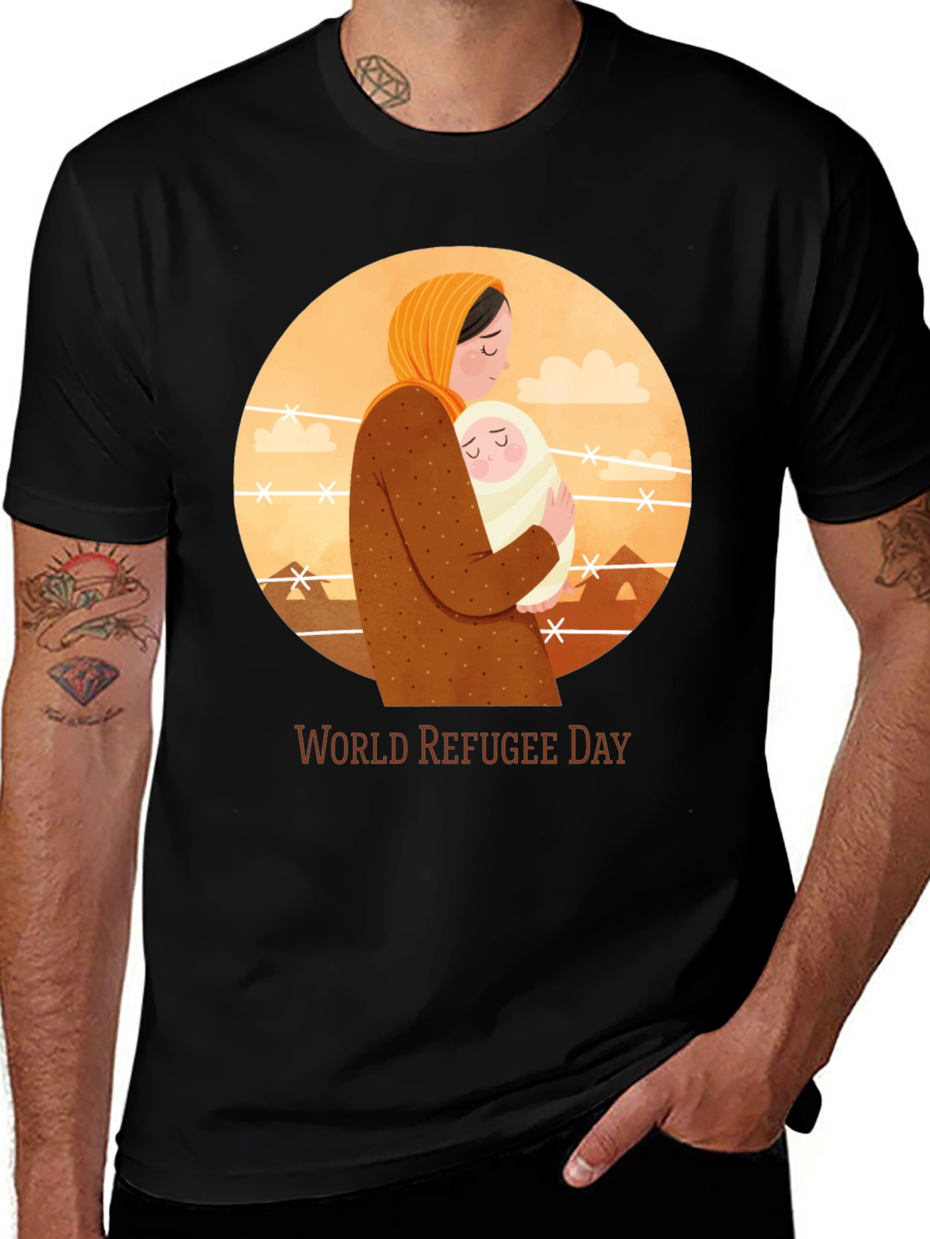 World Refugee Day T-Shirt: Mother and Child Graphic