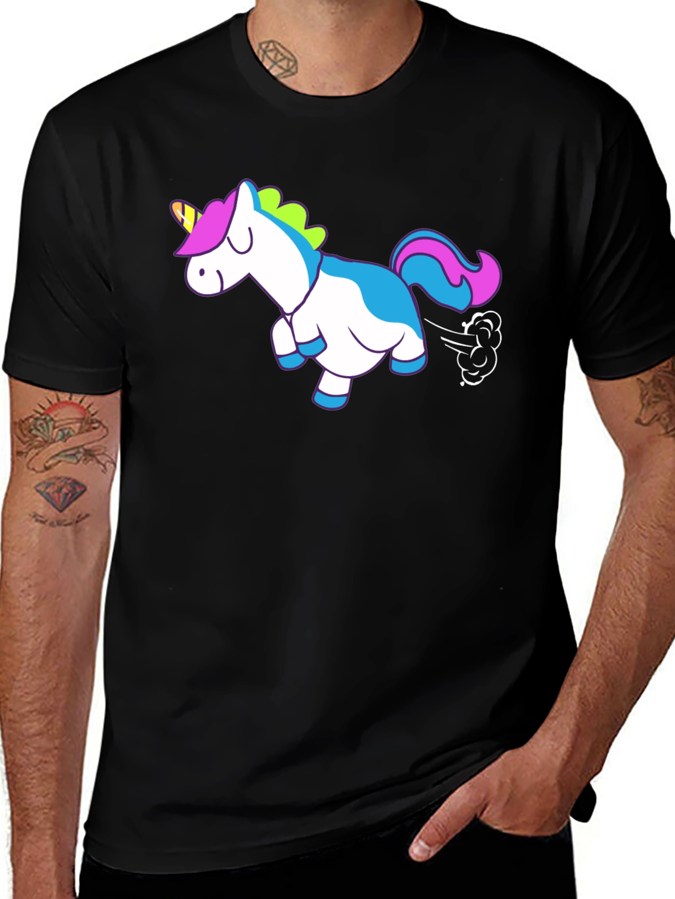 Variant 23 of Funny Farting Unicorn Graphic T-Shirt