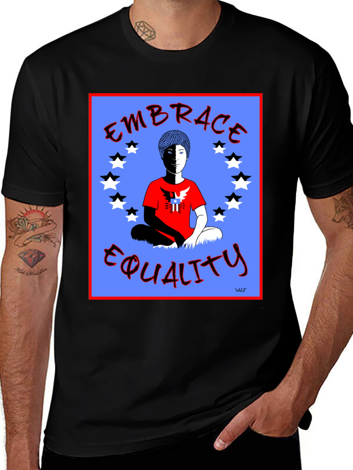 Variant 21 of Embrace Equality Graphic Print Black T-Shirt