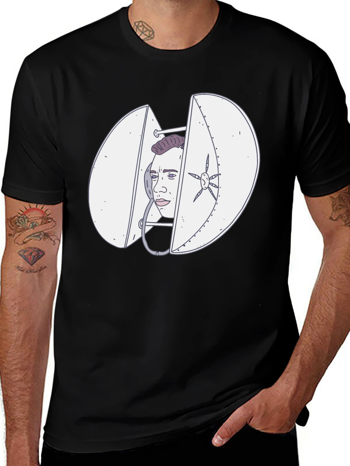 Variant 4 of Quirky Black T-Shirt with Funny Illustration