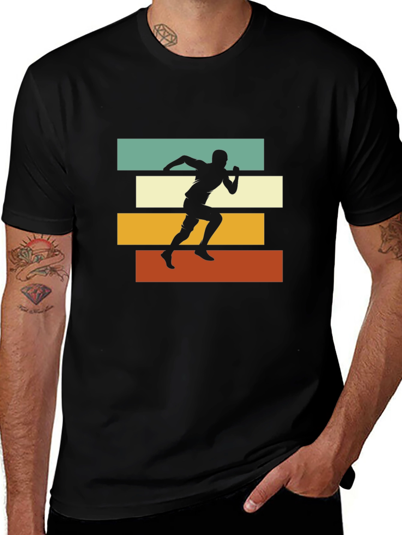 Variant 22 of Retro Runner Graphic Tee - Black