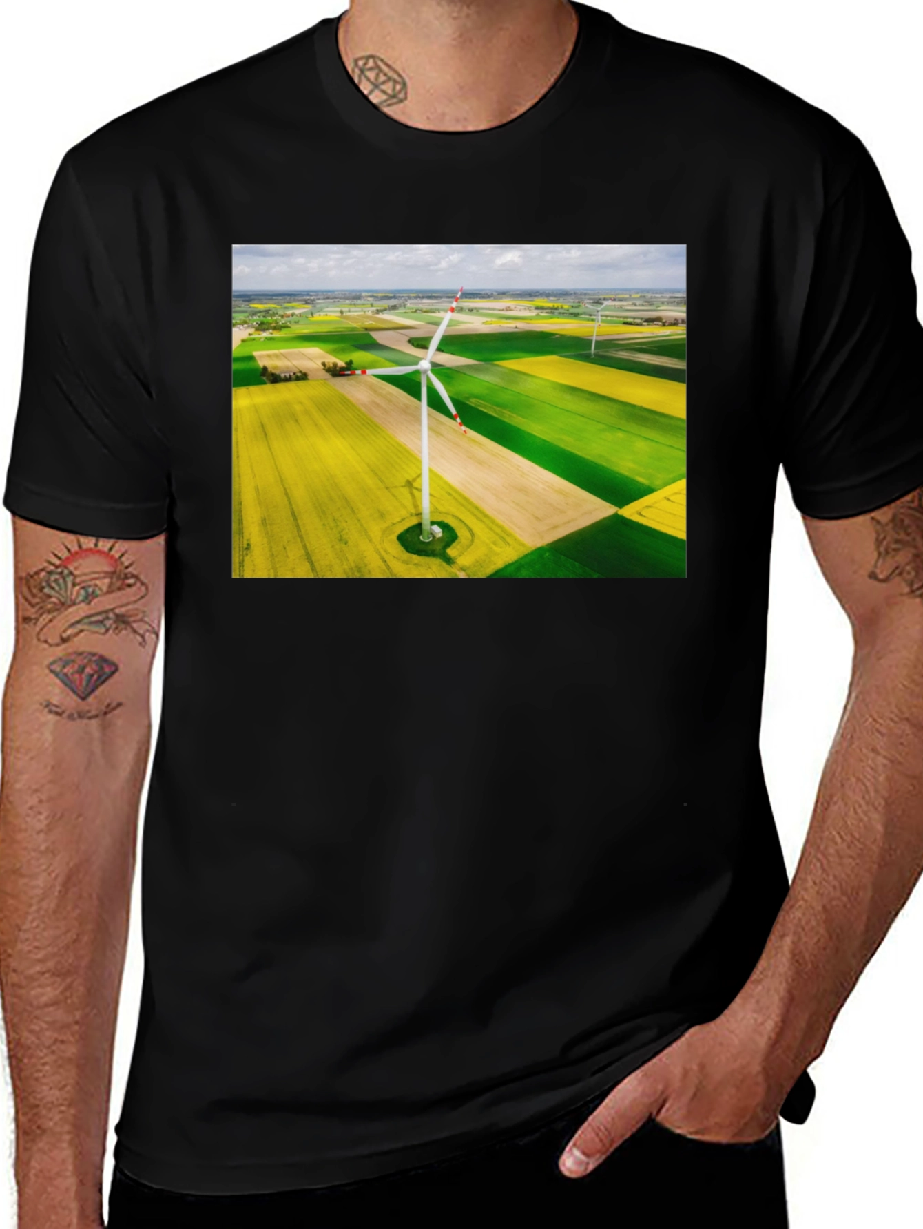 Wind Turbine Field Graphic Tee - Black