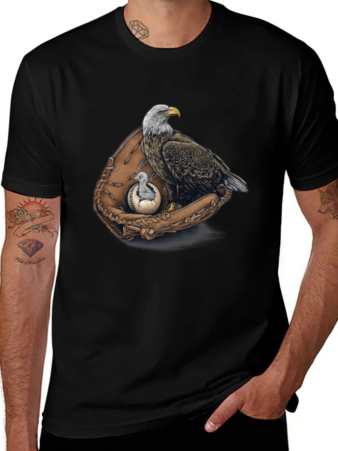 Black Eagle Baseball Glove Graphic Tee main image
