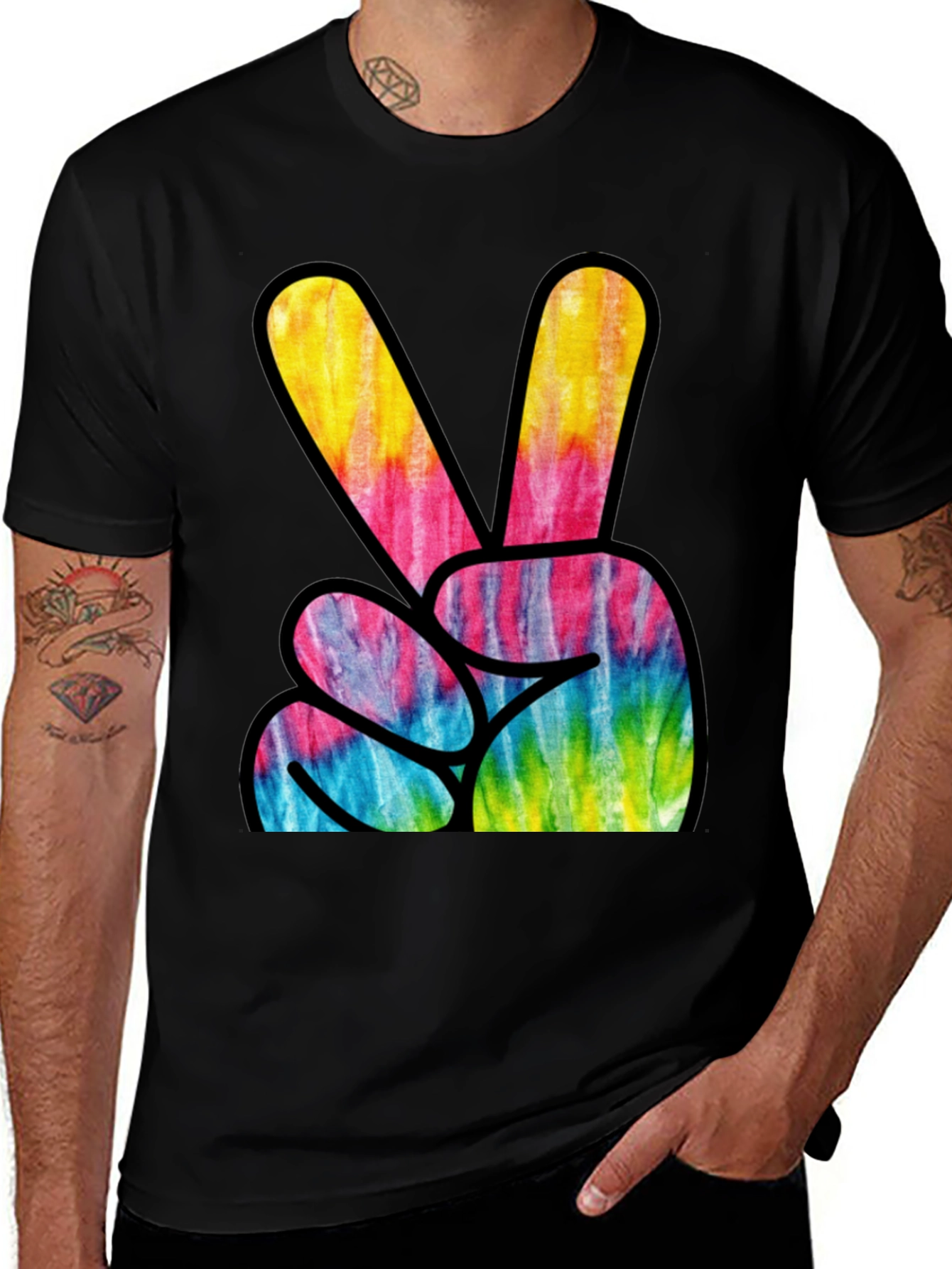 Variant 19 of Tie Dye Peace Sign Graphic T-Shirt