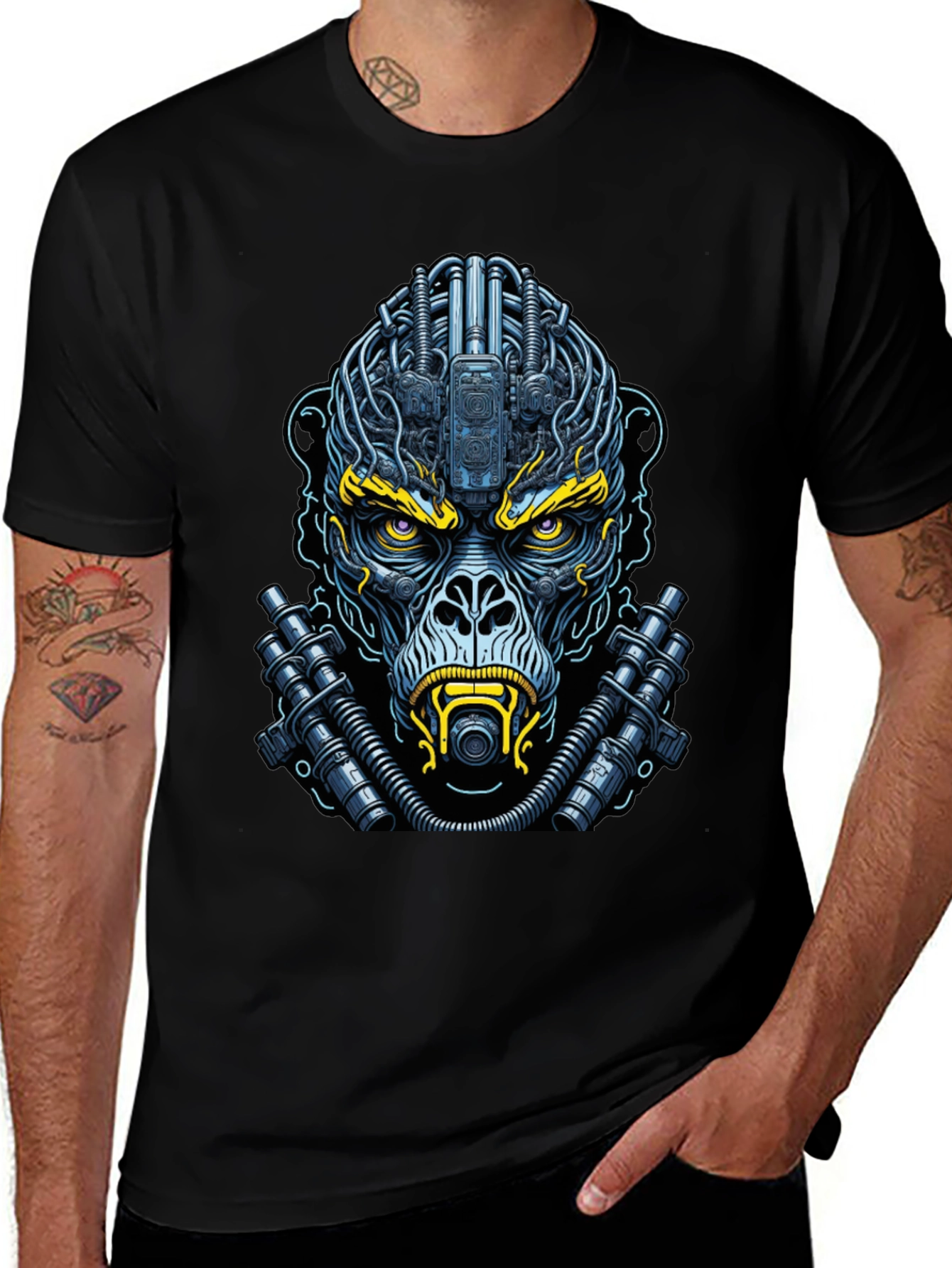 Variant 17 of Cyberpunk Gorilla T-Shirt - Futuristic Ape Design