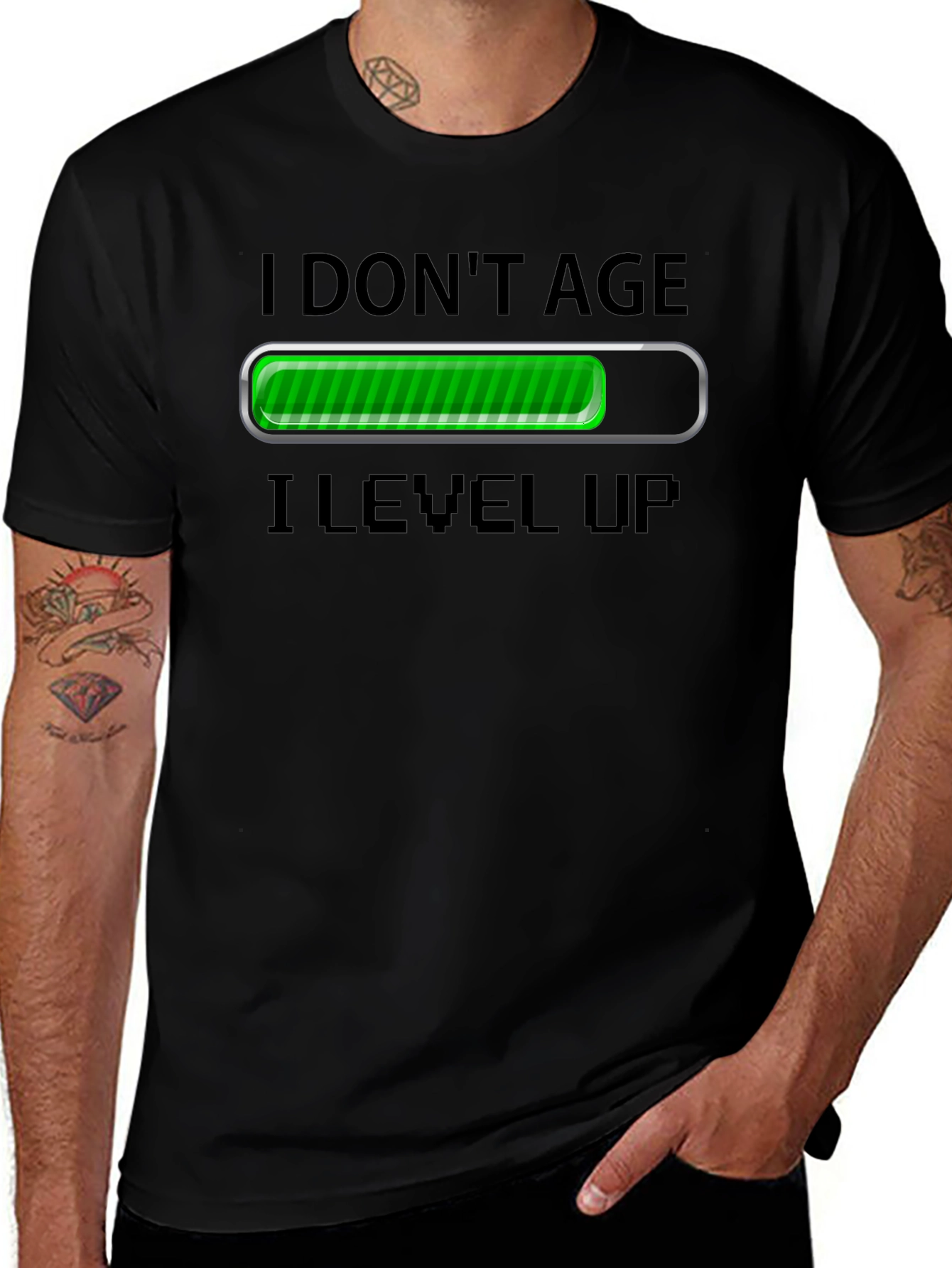 Variant 6 of I Don't Age I Level Up Black T-Shirt