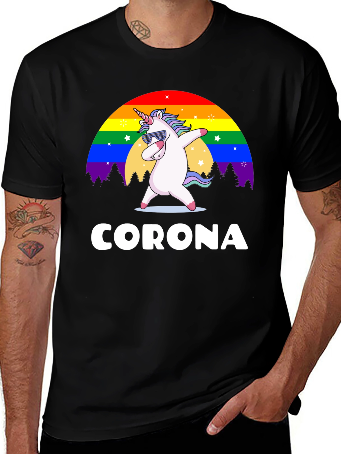 Variant 14 of Unicorn Rainbow Corona T-Shirt