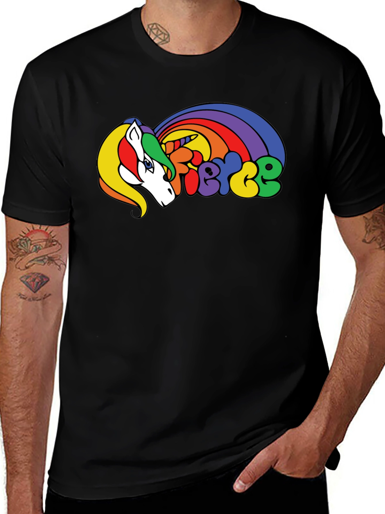 Variant 15 of Fierce Unicorn Graphic T-Shirt - Black