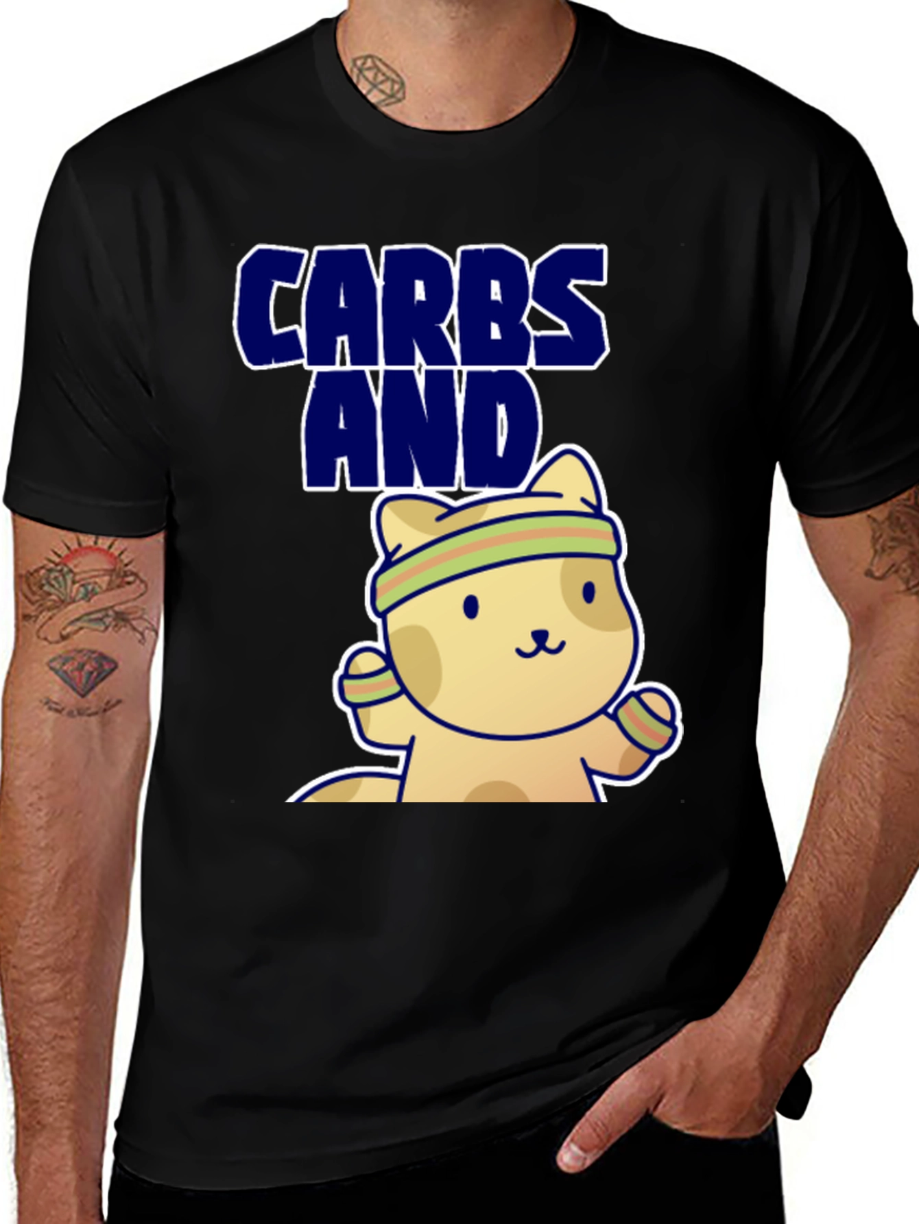 Variant 11 of Carbs and Cardio T-Shirt | Cute Gym Cat Tee