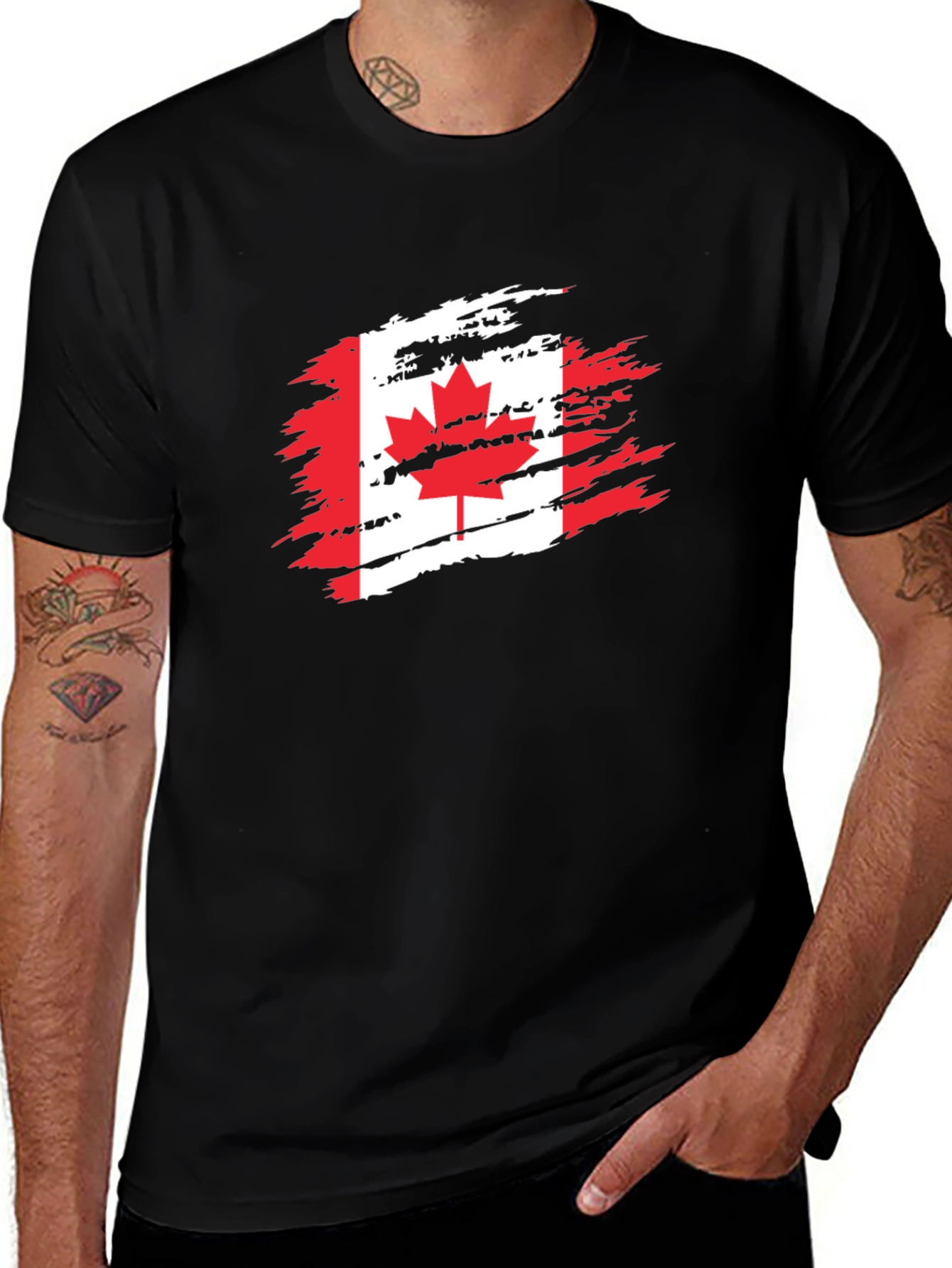 Canadian Flag T-Shirt - Brushstroke Design
