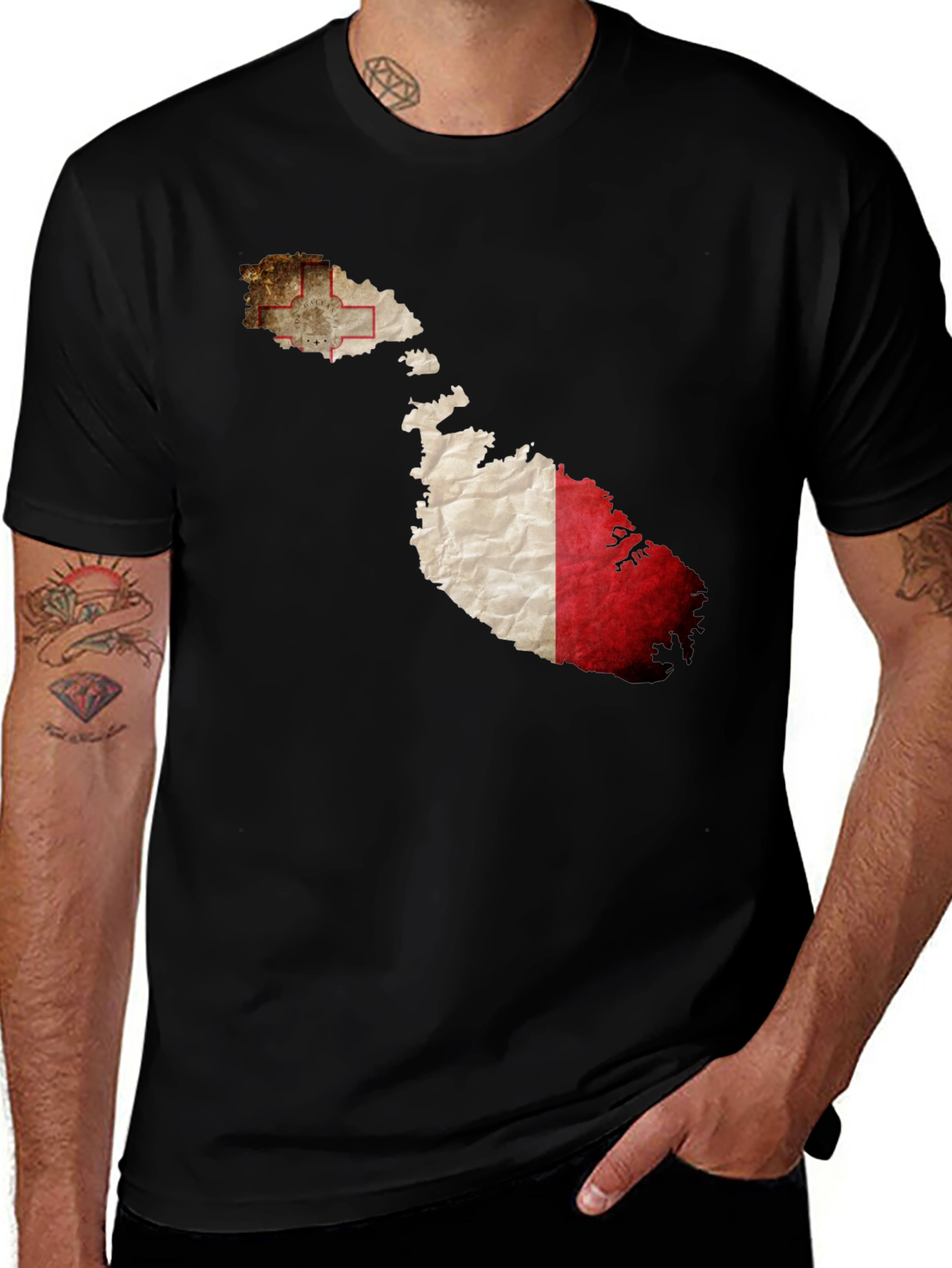 Malta Flag Map Graphic Tee - Black