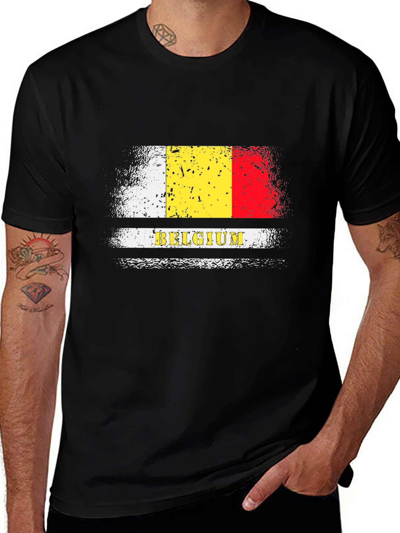 Belgium Flag T-Shirt - Black