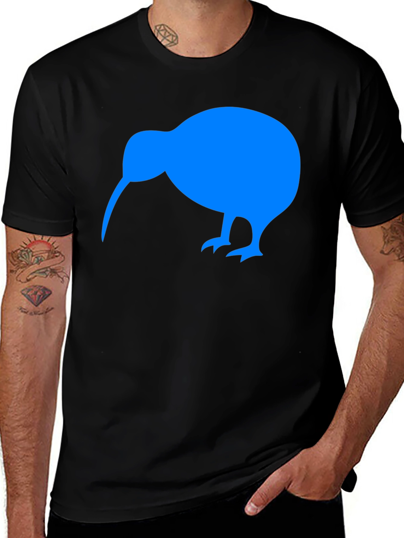 Variant 11 of Kiwi Bird Graphic Tee - Black Cotton T-Shirt