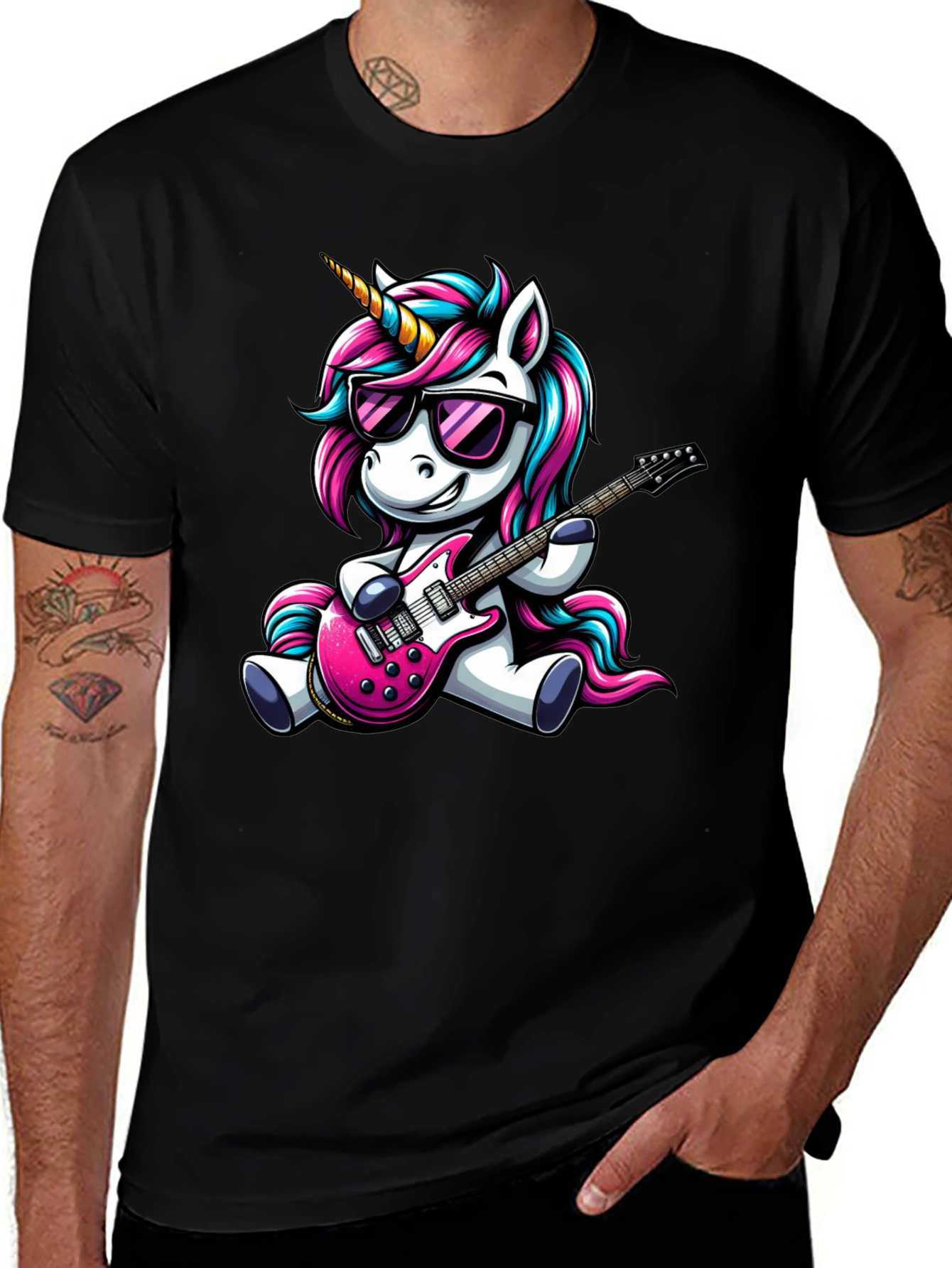 Variant 9 of Unicorn Guitar Player T-Shirt - Cool Graphic Tee