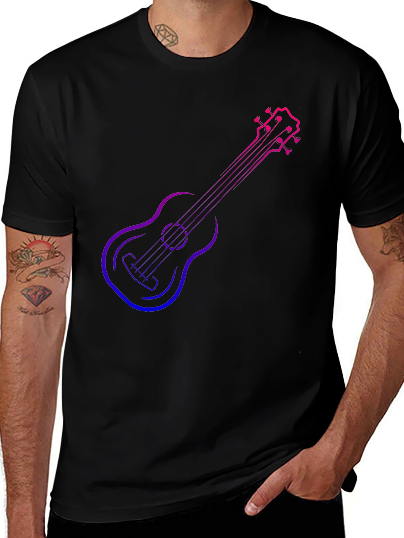 Variant 8 of Gradient Ukulele Graphic T-Shirt - Black