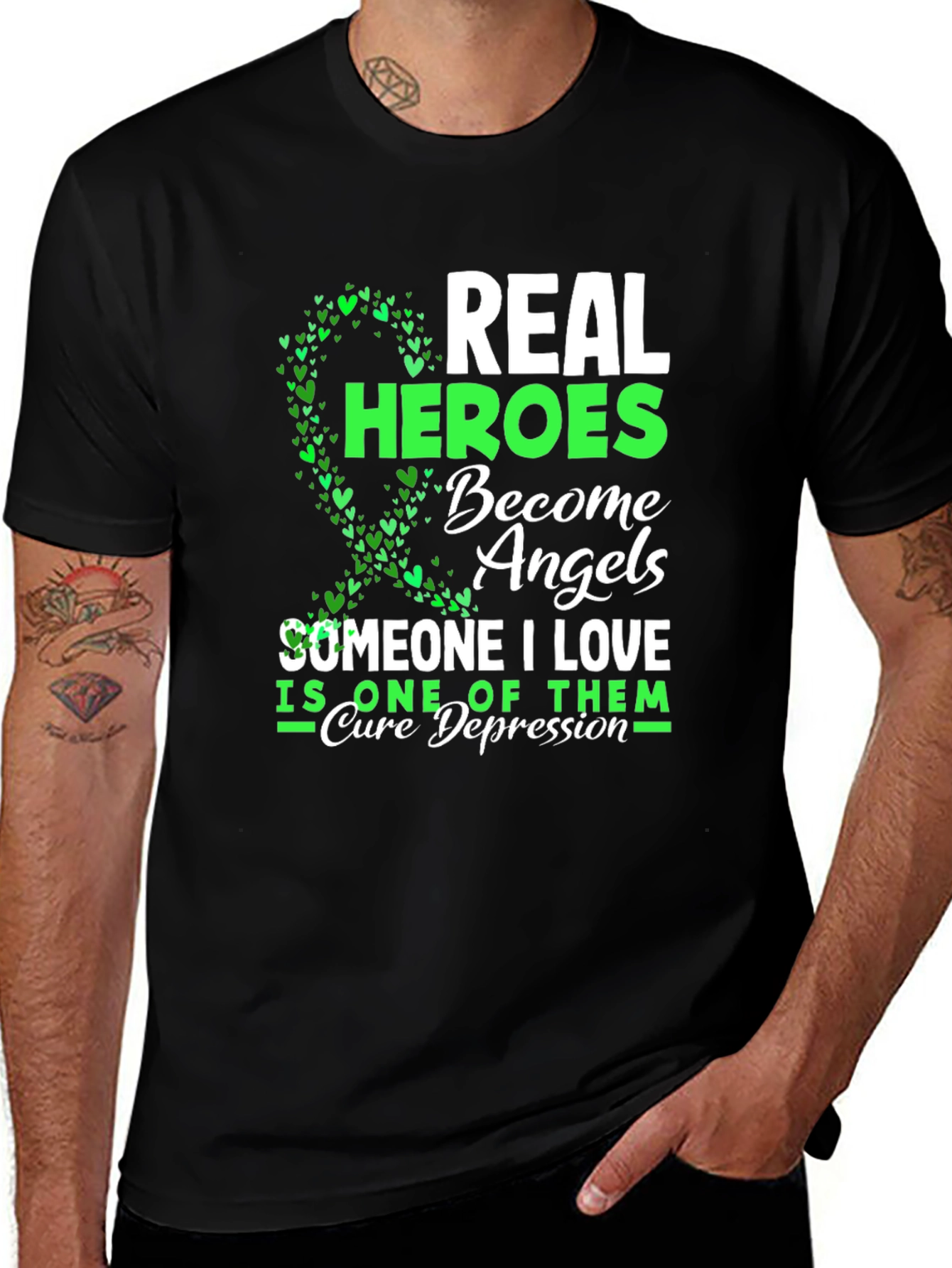 Real Heroes Become Angels Mental Health Awareness T-Shirt