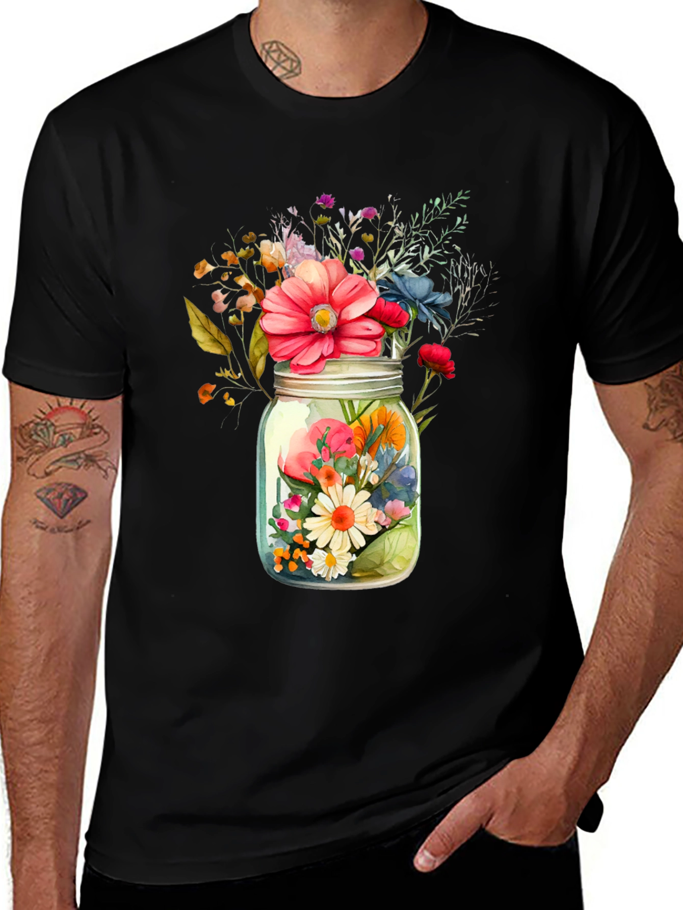 Variant 21 of Floral Jar Graphic Tee - Stylish Comfort