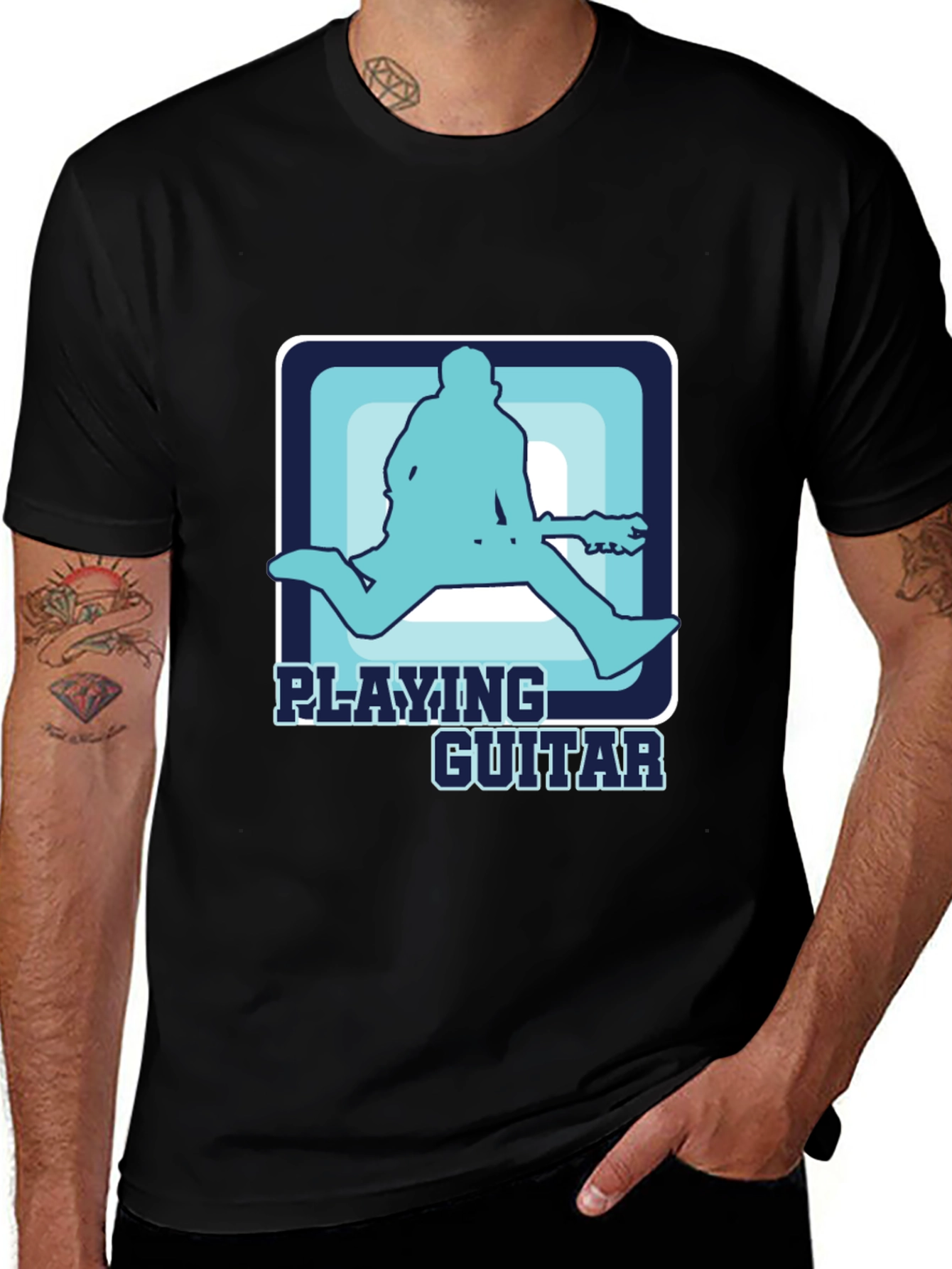 Variant 3 of Playing Guitar T-Shirt Cool Graphic Musician Tee