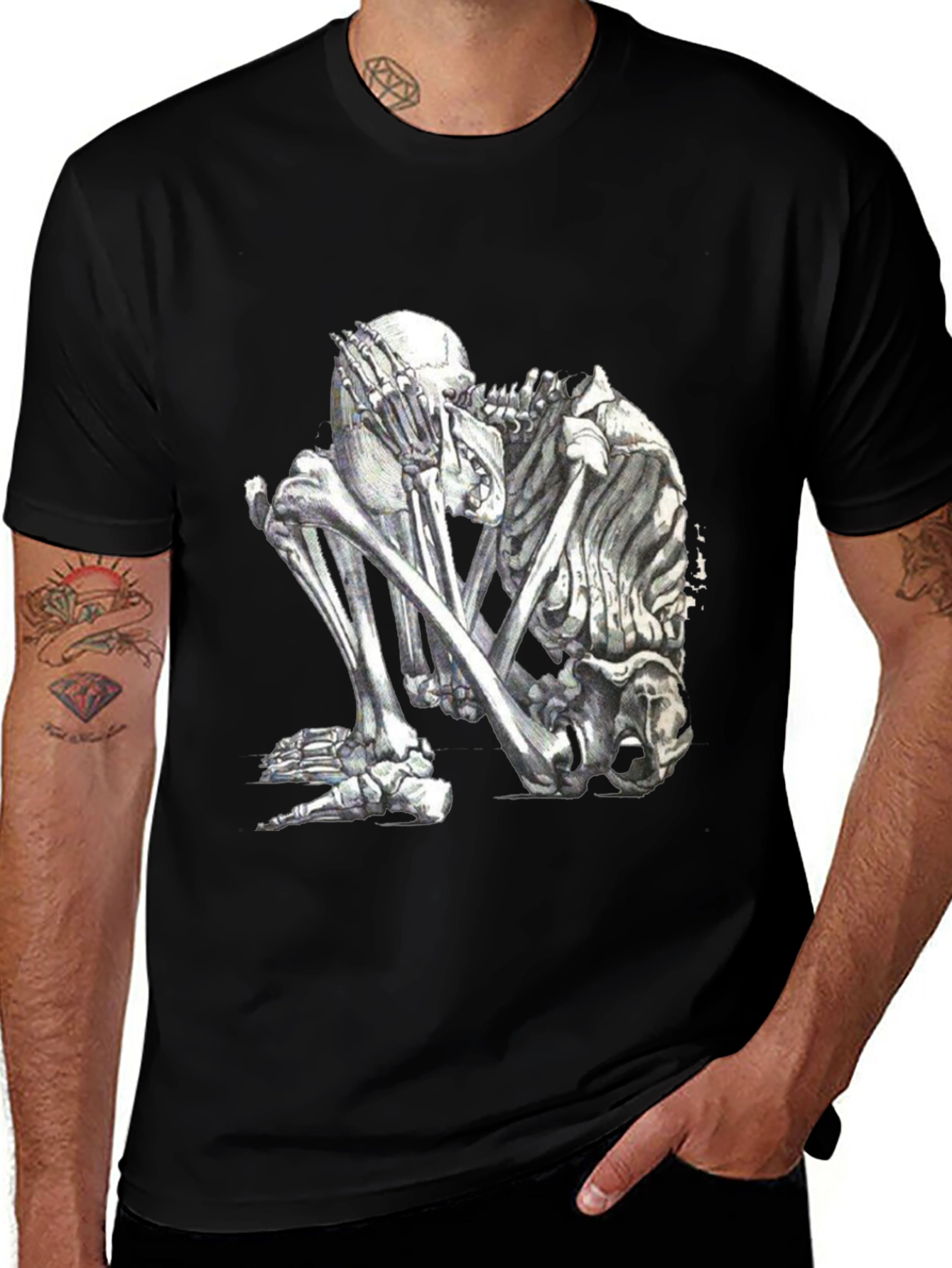 Variant 25 of Skeleton Graphic Tee - Gothic Style Black T-Shirt