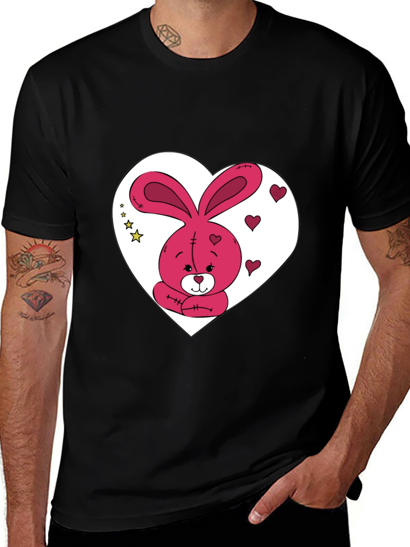 Variant 28 of Bunny Heart Graphic Tee - Valentine's Day Gift