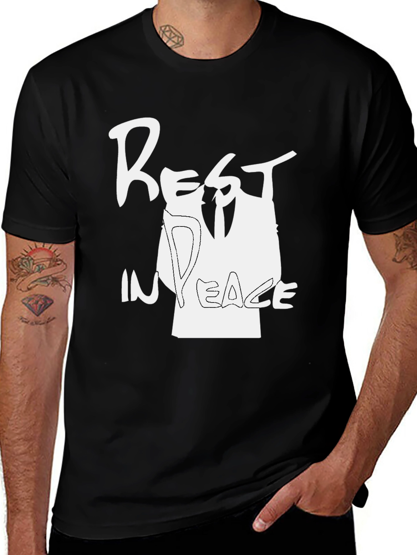 Variant 20 of Rest In Peace Graphic Print Black T-Shirt