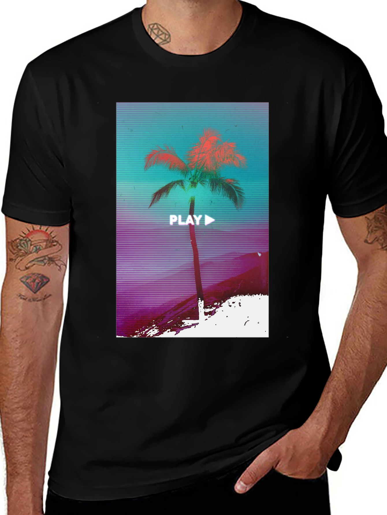 Retro Palm Graphic Tee - Vaporwave Style T-Shirt