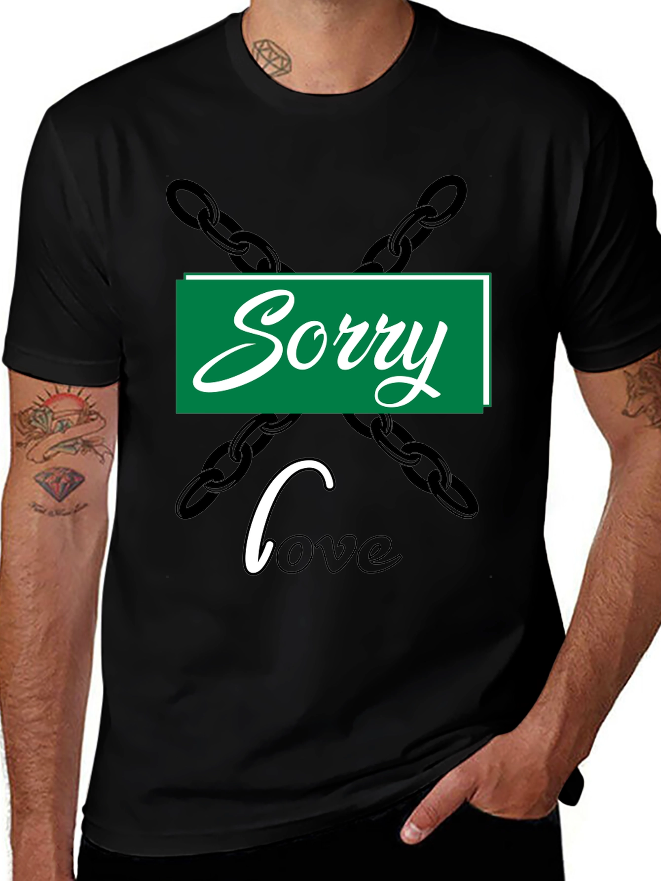 Variant 5 of Sorry Love Black Graphic Tee