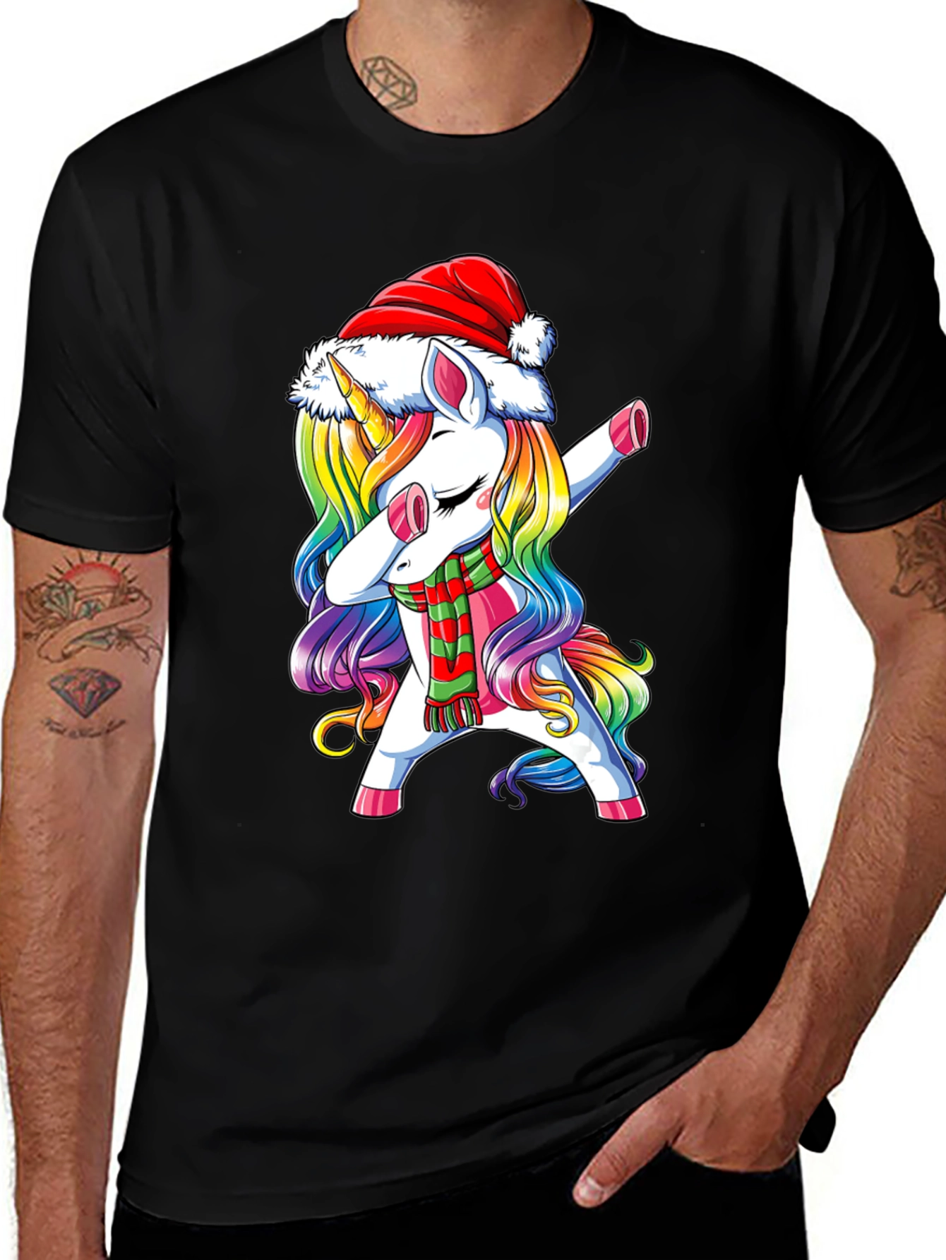 Black Christmas Unicorn Dabbing T-Shirt main image